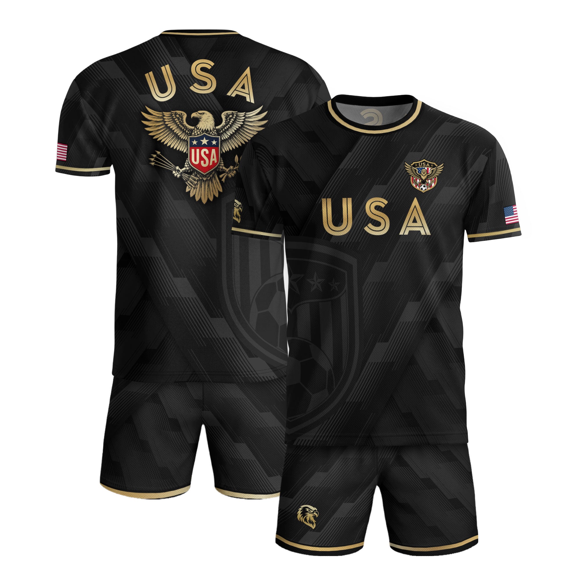 Black USA Soccer Jersey Eagle Patriotic United States Football Shirt Men Women Gift