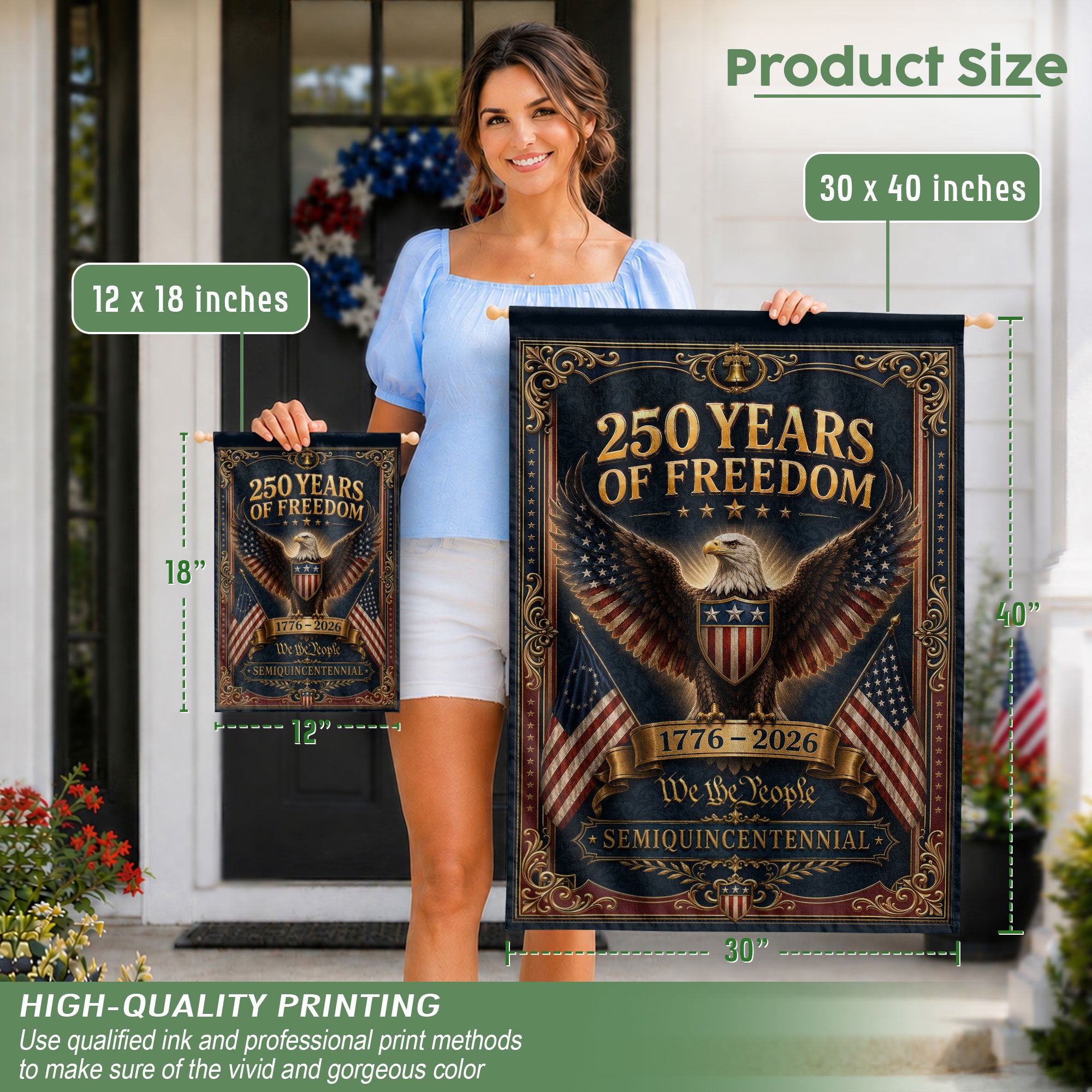 250 Years of Freedom Garden Flag Patriotic Bald Eagle USA Yard Outdoor Decor