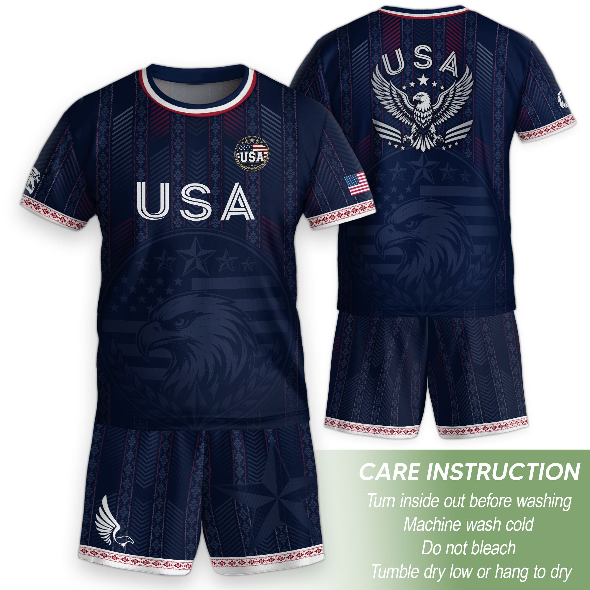 United States Soccer Jersey Kids Set Navy Soccer Ball Patriotic Youth Football Outfit Kit