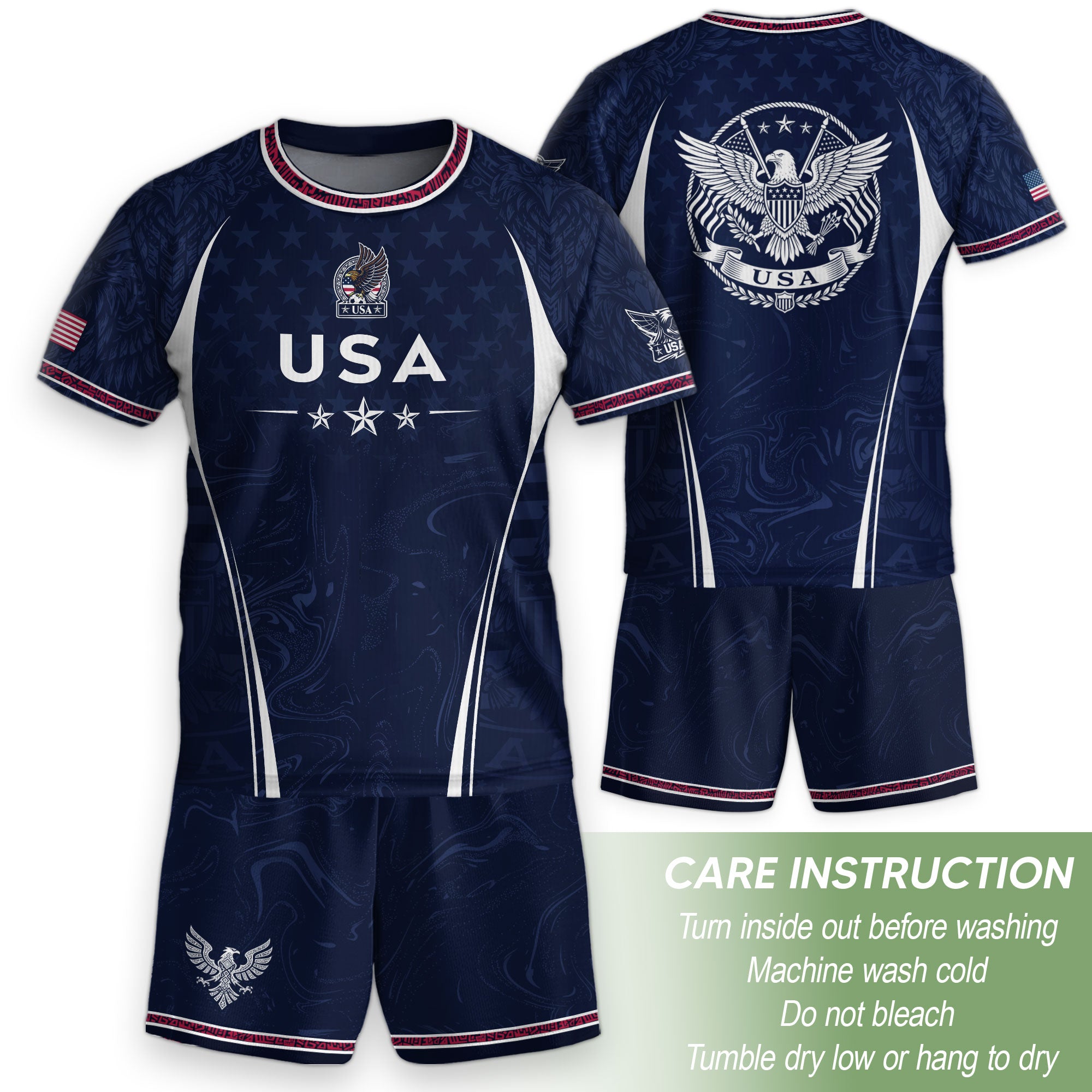 United States Kids Soccer Jersey Set Navy USA Soccer Ball Youth Football Kit