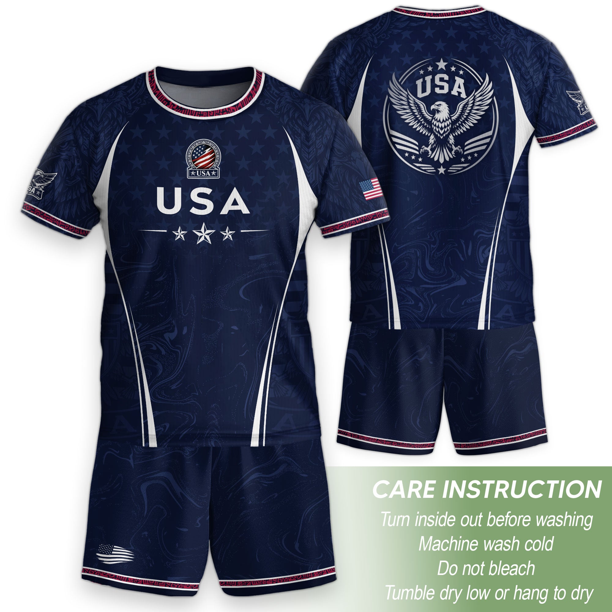 United States Kids Soccer Jersey Set Navy USA Soccer Ball Youth Football Kit
