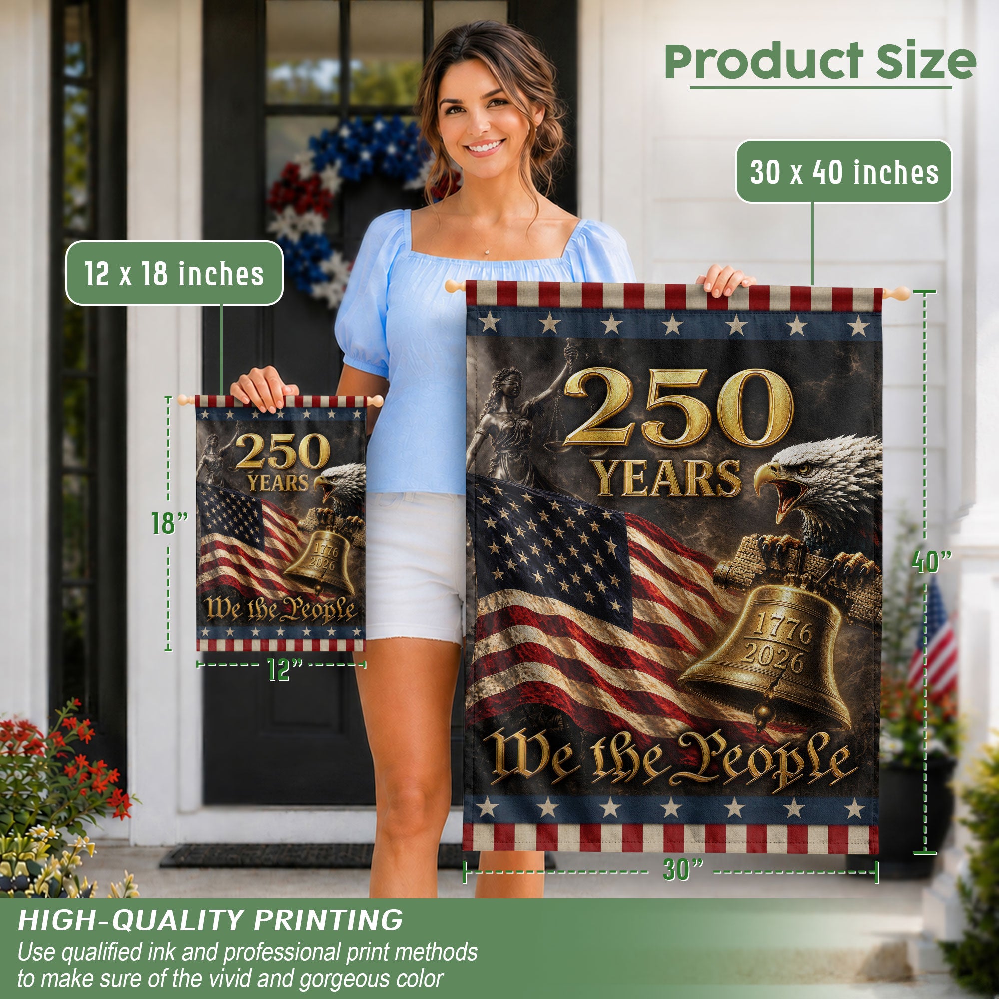 Commemorative 250 Years of Freedom Garden Flag 1776-2026 Patriotic Eagle Liberty Bell Decor