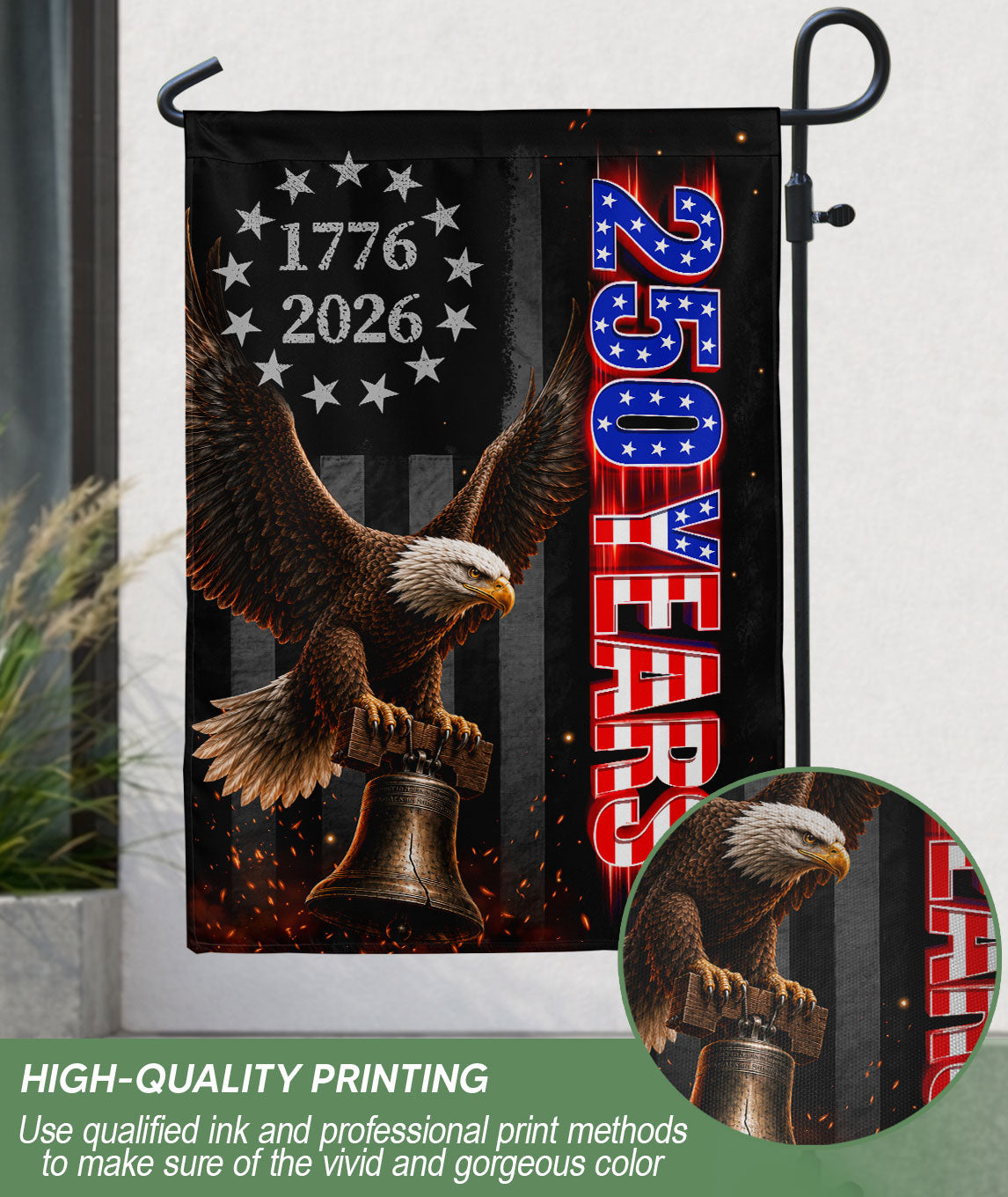 250 Years of Freedom Garden Flag Eagle Liberty Patriotic Yard Decor