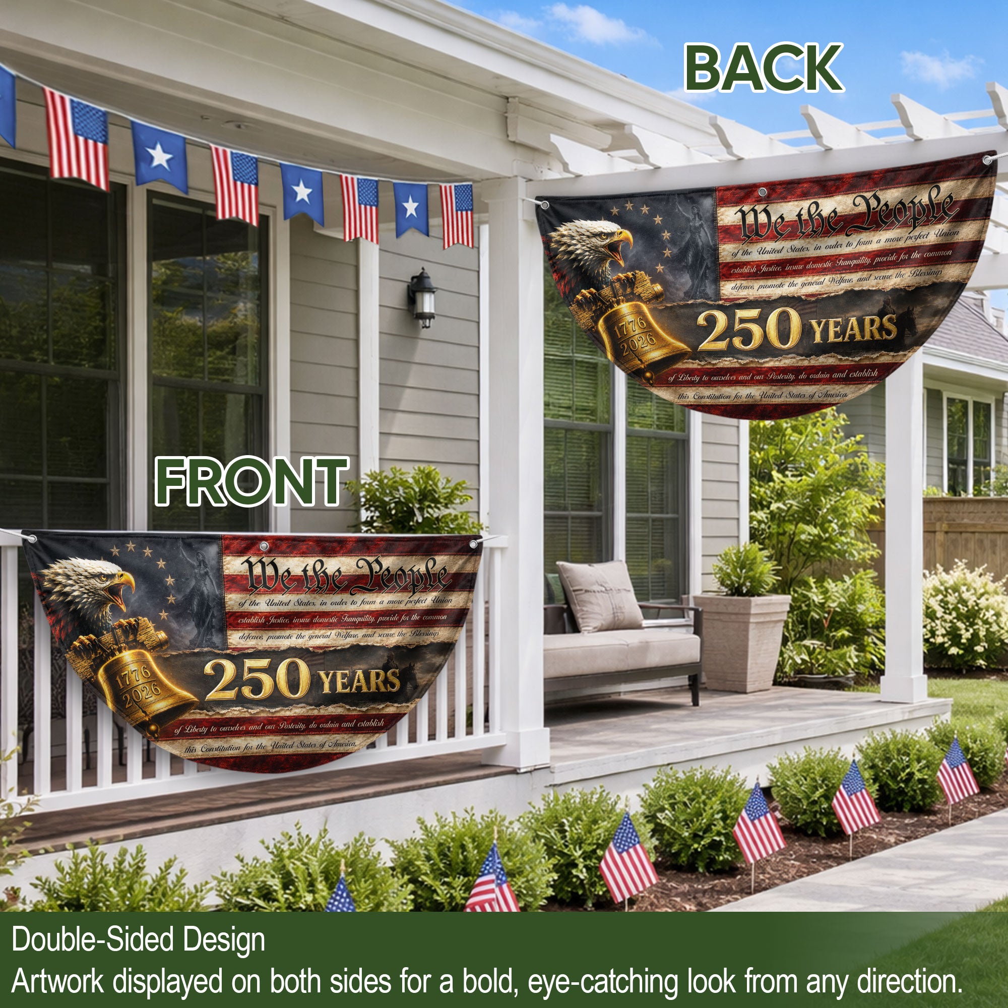 250th Anniversary US Fence Flag 1776-2026 Patriotic We The People Outdoor Banner