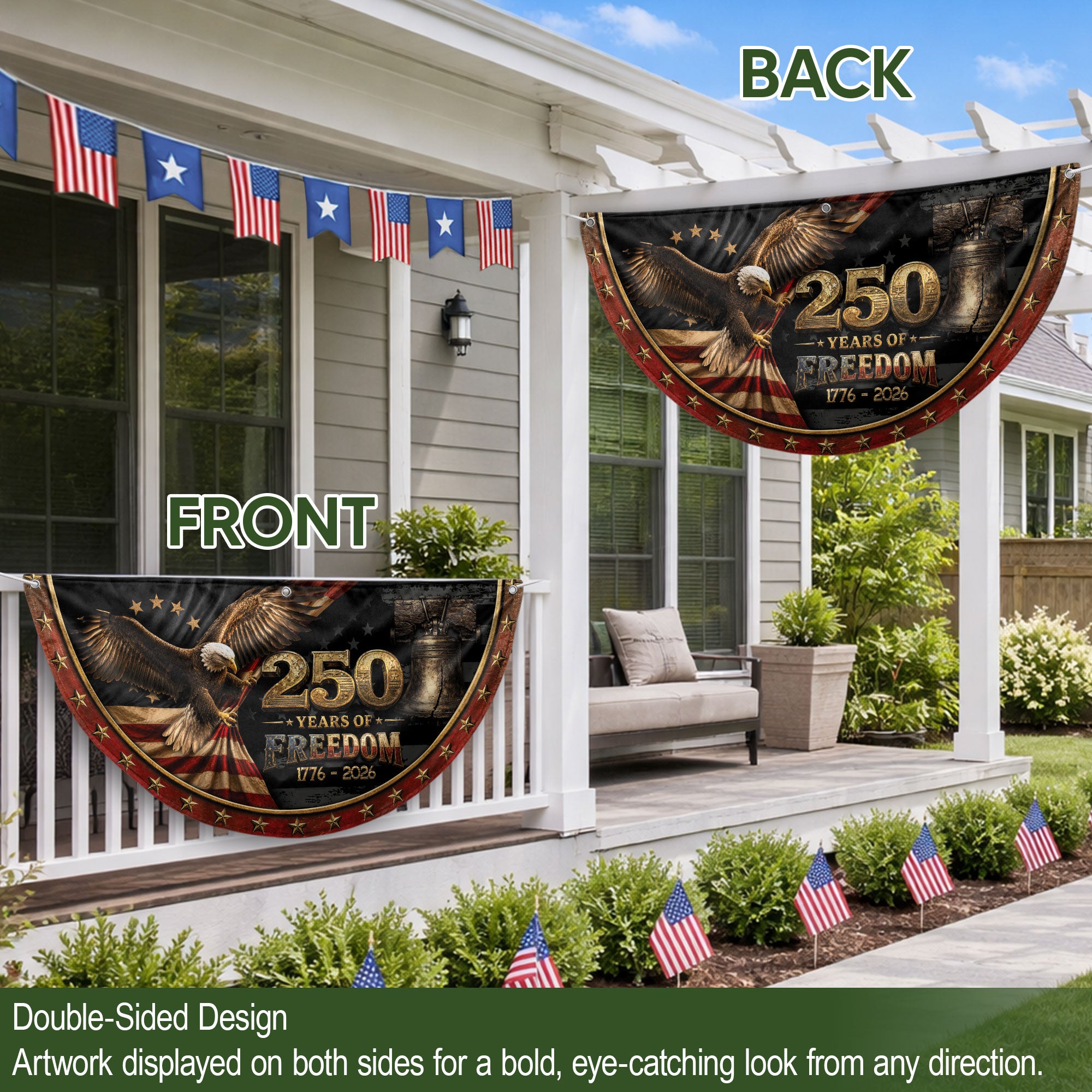 Fence Flag 250 Years Freedom Banner | 1776-2026 Eagle Liberty Bell Outdoor Decor