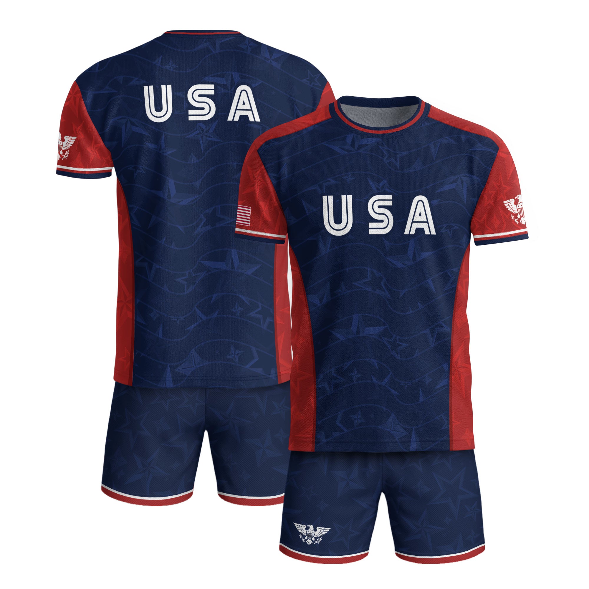 Navy Orange USA Soccer Jersey Men Patriotic Stars Stripes American Football Shirt Fan Gear