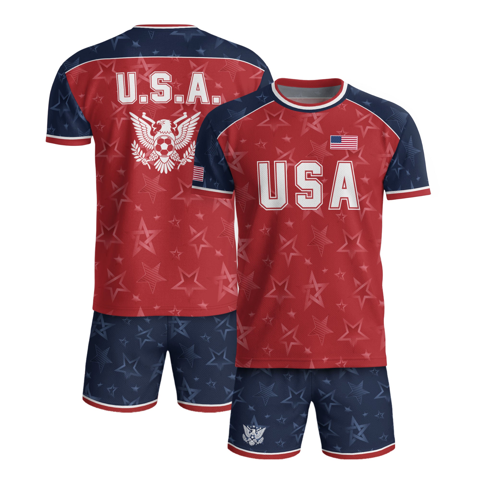Orange Navy USA Soccer Jersey Men Patriotic United States Football Shirt White Eagle Crest Gift