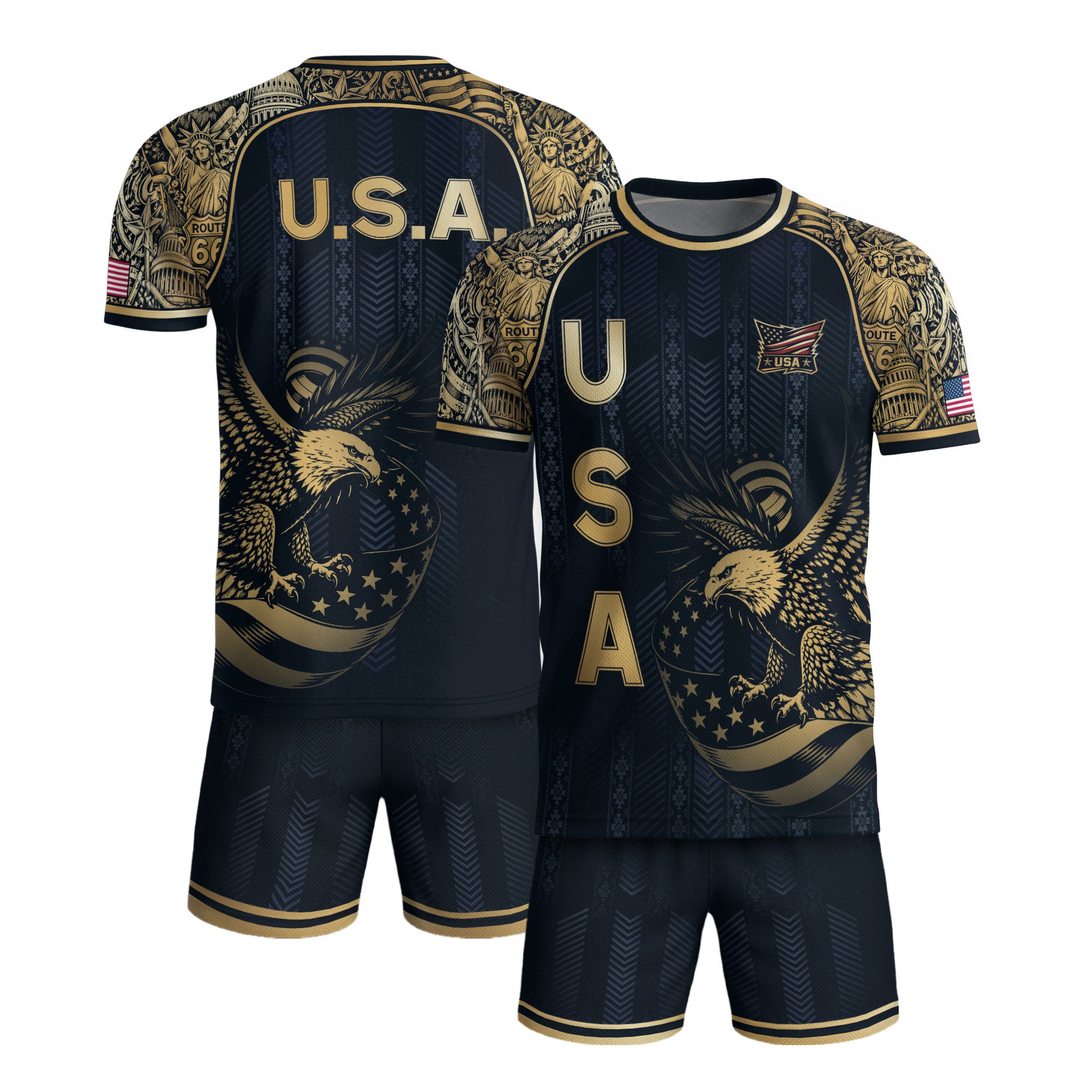 Adult Soccer Jersey Blue Edition Elite Eagle Emblem Patriotic Athletic Sport Top