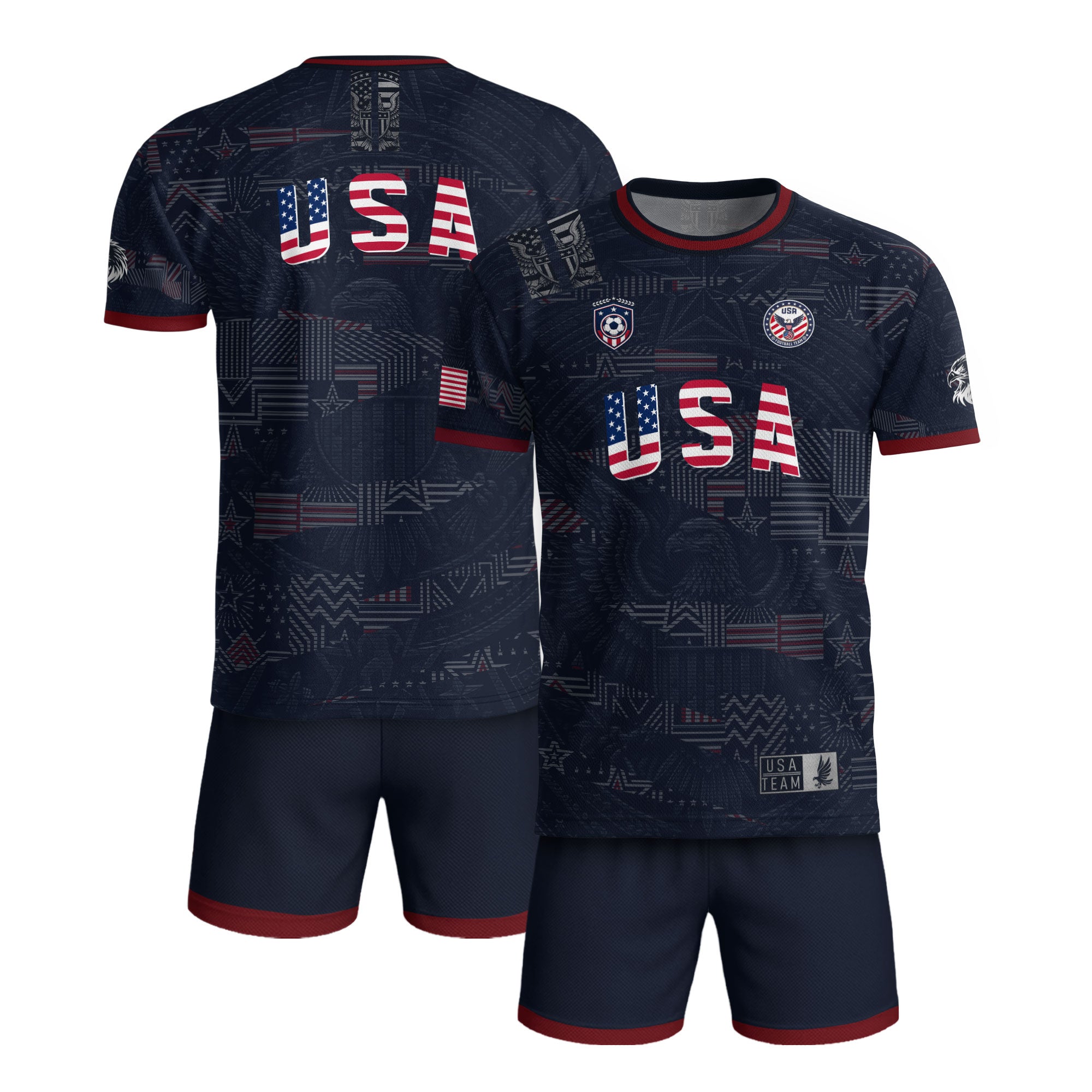 Adult Men Women USA Soccer Jersey Patriotic Flag Letters United States Fan Shirt