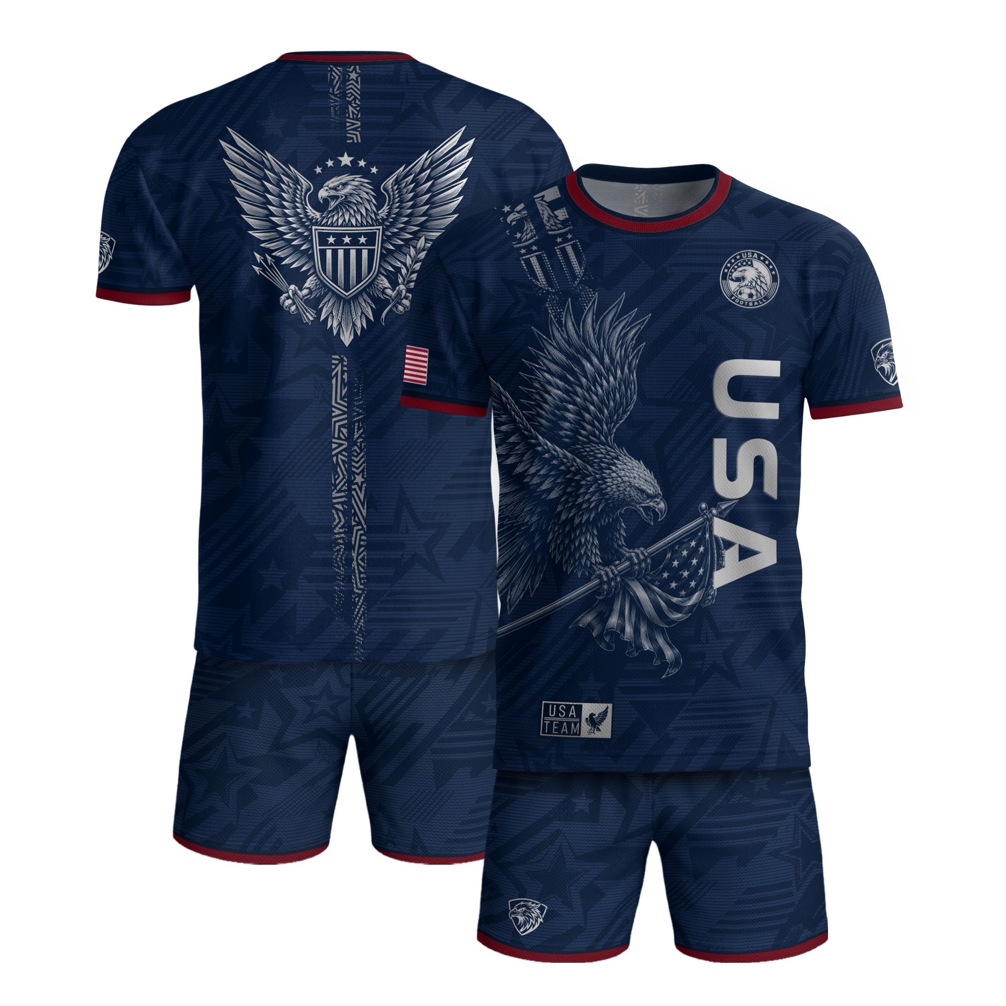 Patriotic Eagle Adult USA Soccer Jersey Navy Blue Shirt United States Football Tee