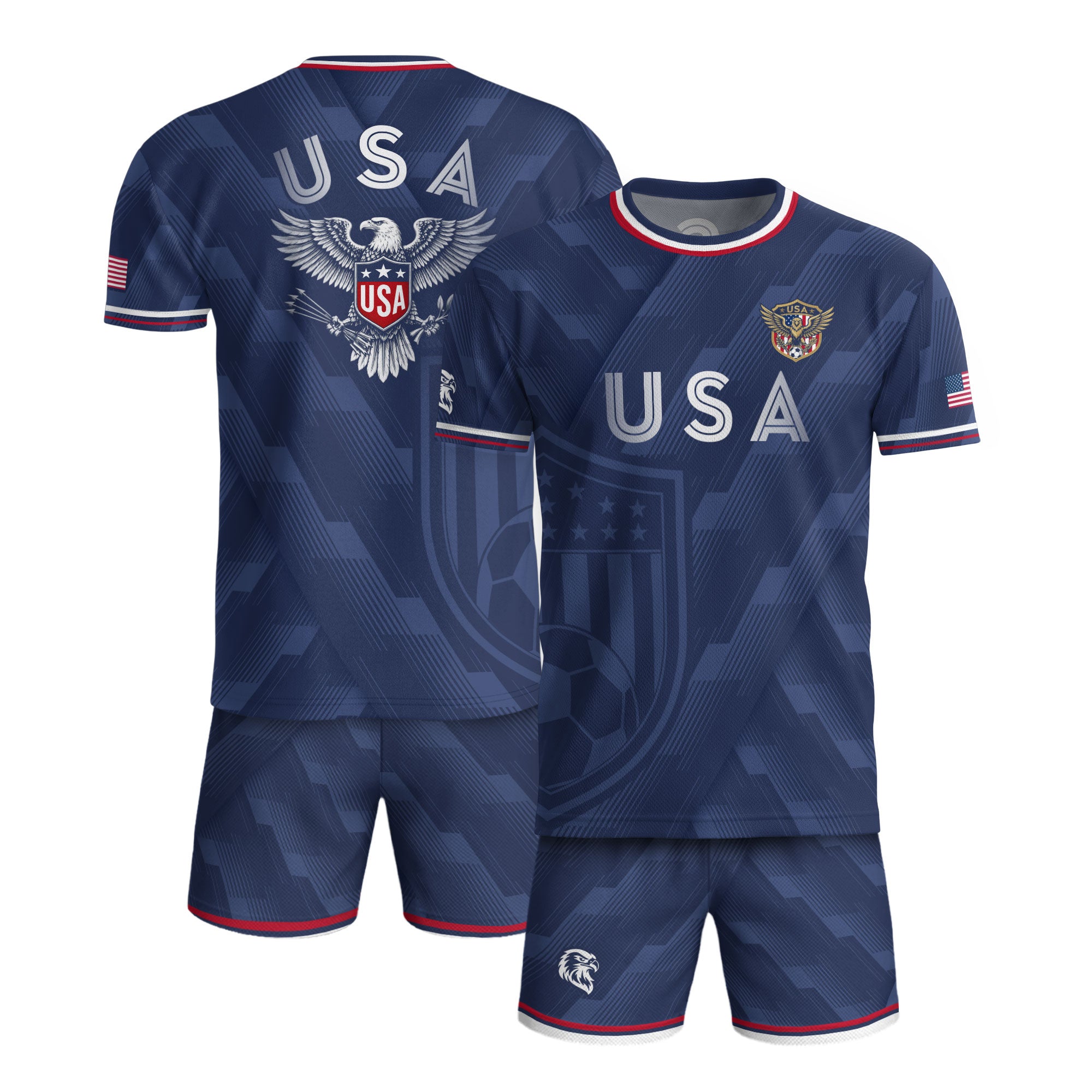 Navy Blue USA Soccer Jersey Patriotic Eagle Graphic Football Shirt for Men American Pride Sports Fan Apparel
