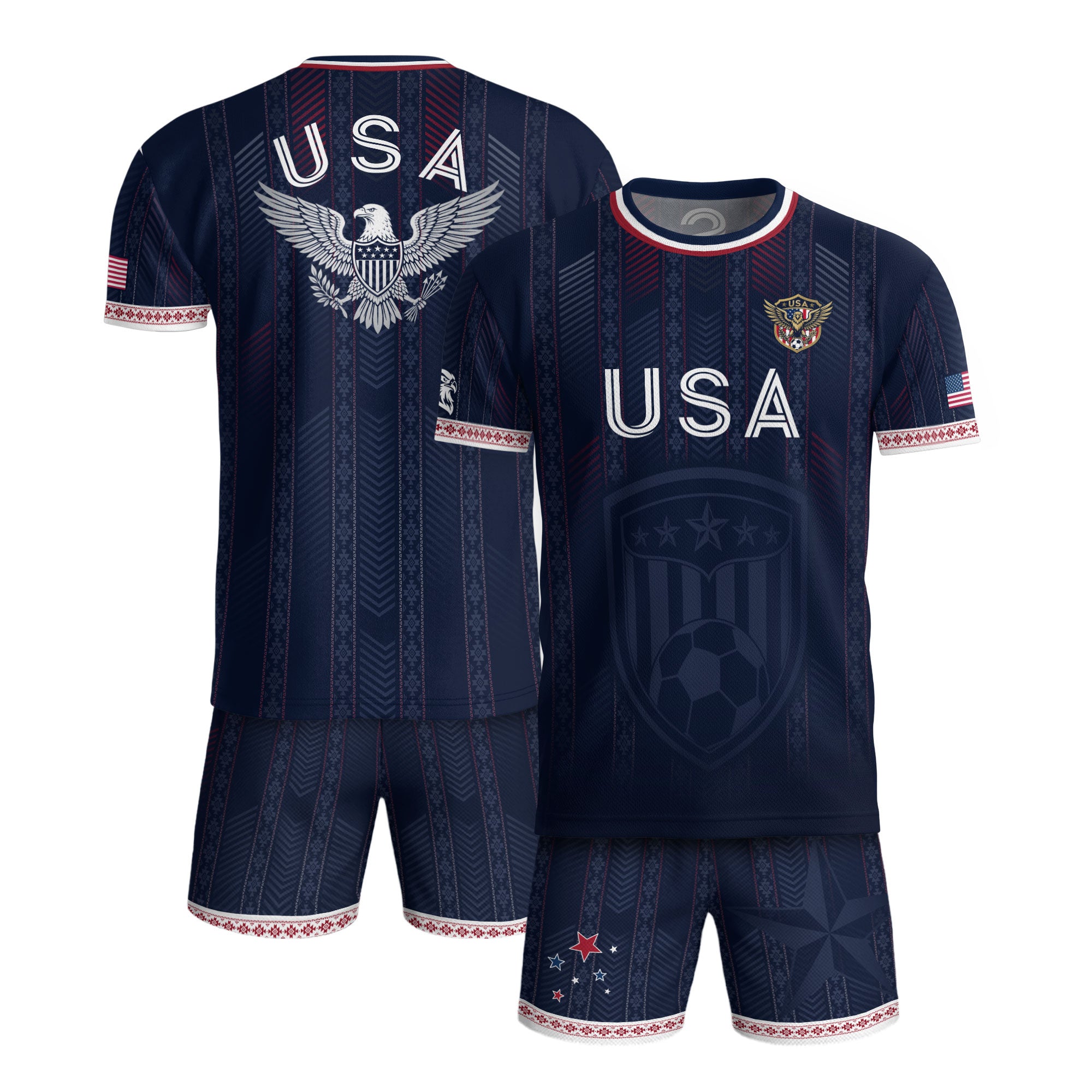 Navy Blue USA Soccer Jersey Patriotic Eagle Football Shirt American Flag Inspired Sports Fan Apparel for Men