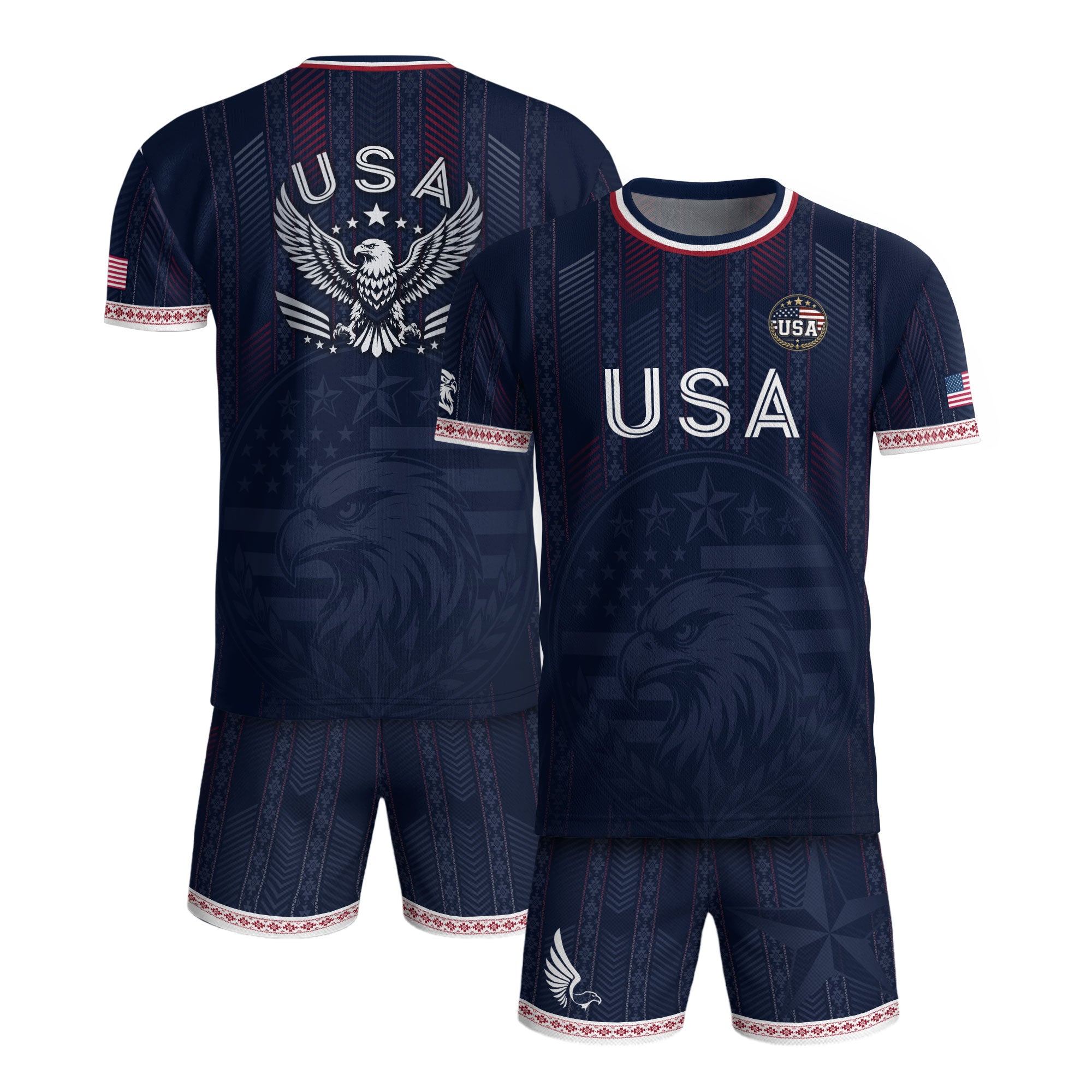 Navy Blue USA Soccer Jersey Patriotic Eagle Football Shirt American Flag Inspired Sports Fan Apparel for Men