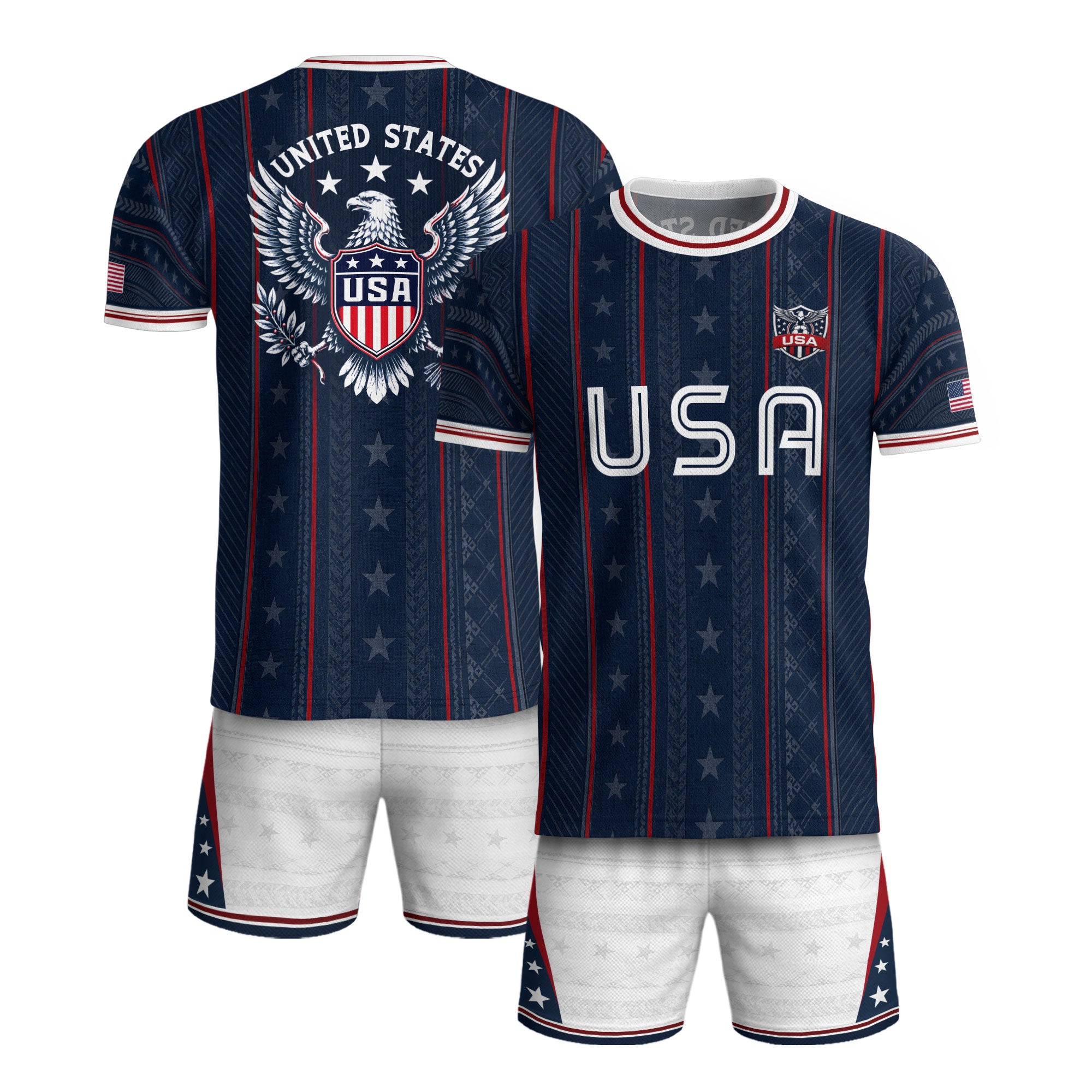 Navy USA Soccer Jersey American Pride Graphic Stripe Soccer Shirt Patriotic Fan Gear