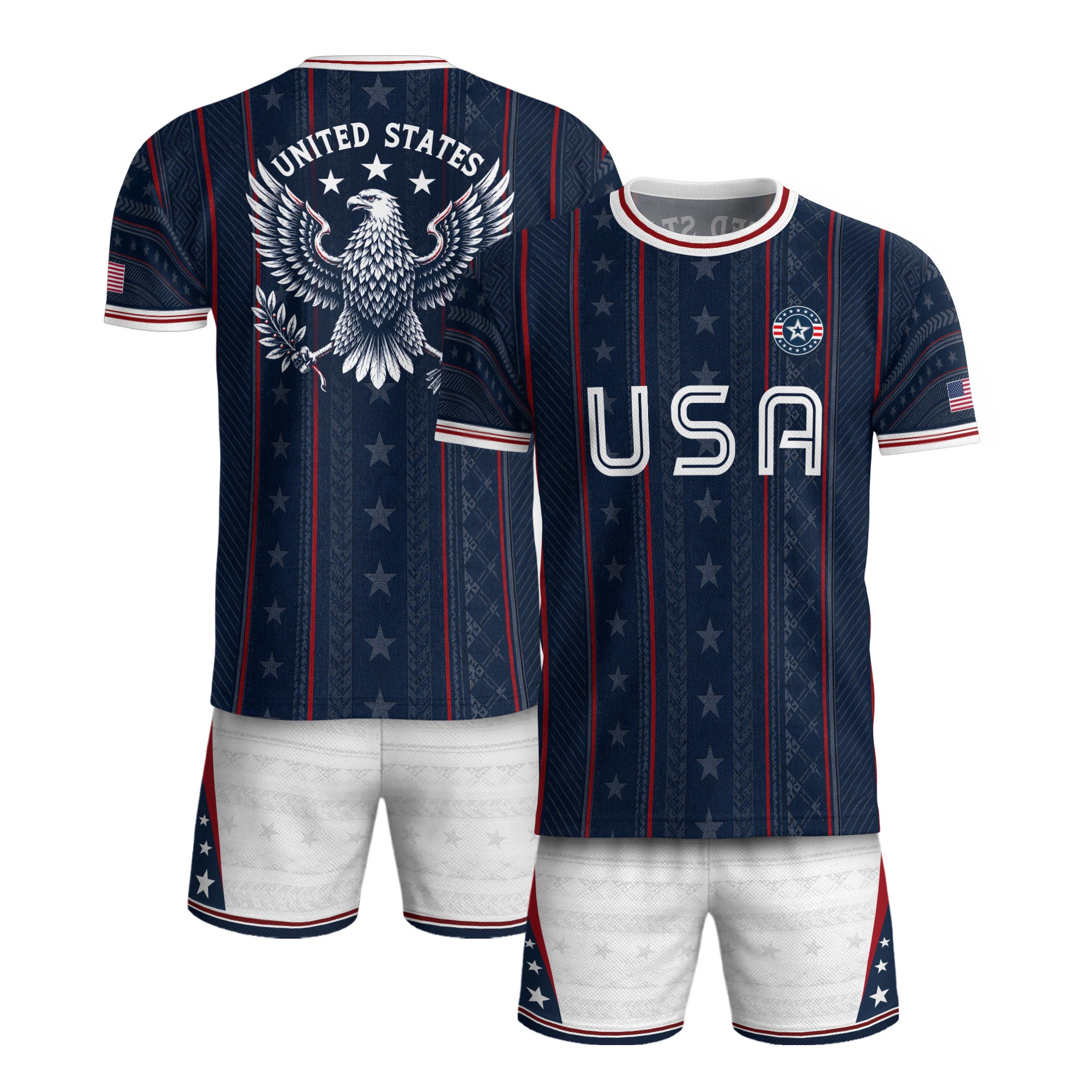 Navy USA Soccer Jersey American Pride Graphic Stripe Soccer Shirt Patriotic Fan Gear