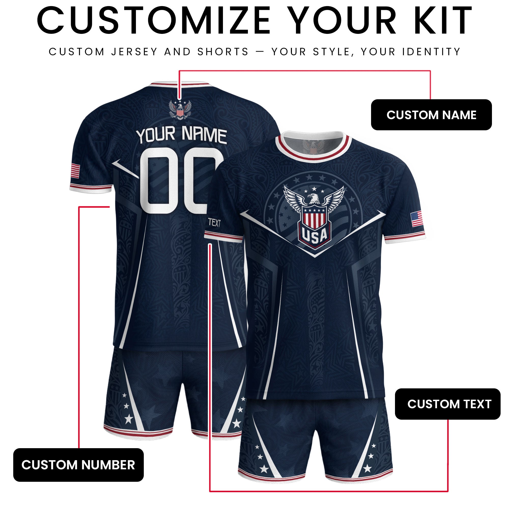 USA Soccer Jersey Custom Name Number Vintage Map Patriotic Cream Football Team Shirt