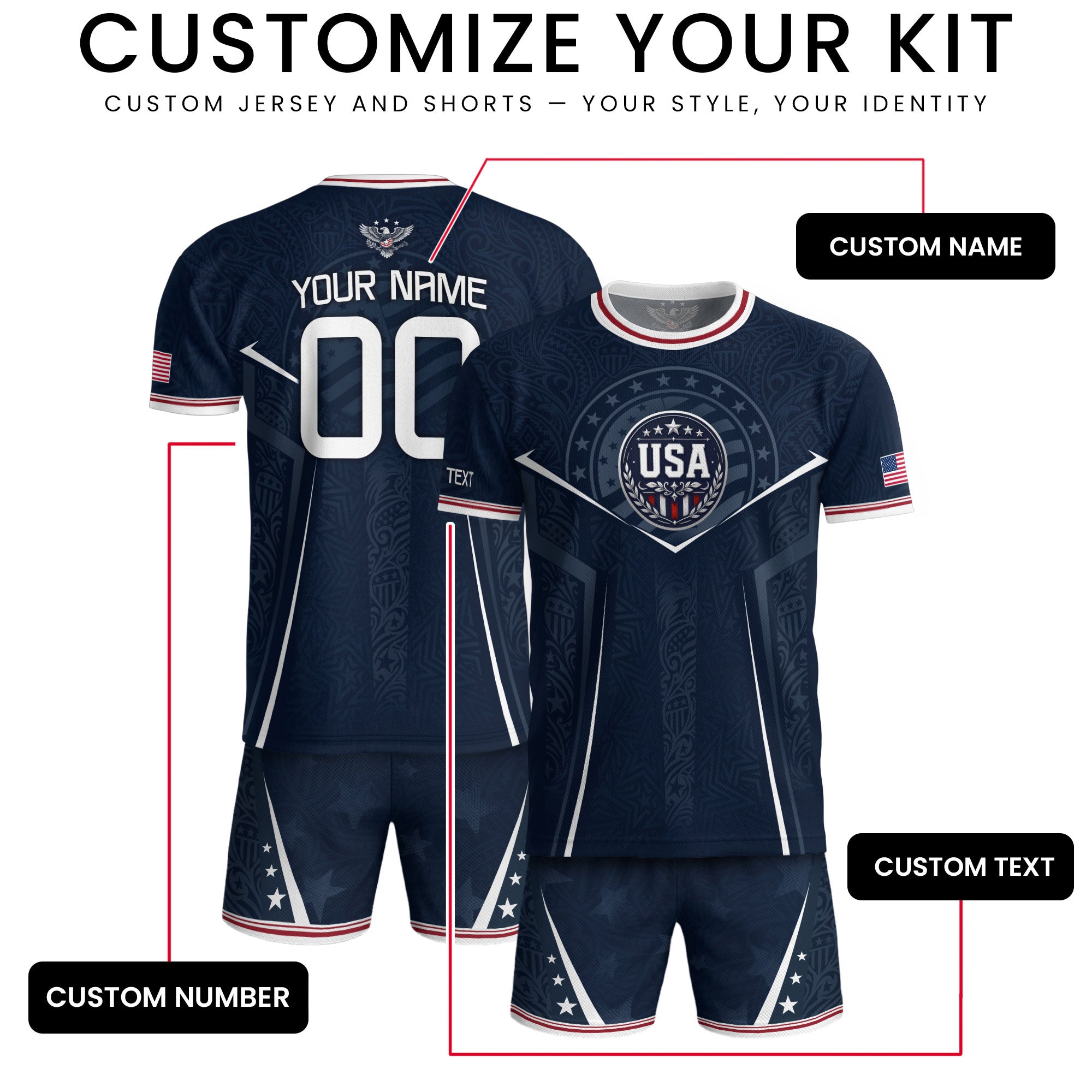 USA Soccer Jersey Custom Name Number Vintage Map Patriotic Cream Football Team Shirt