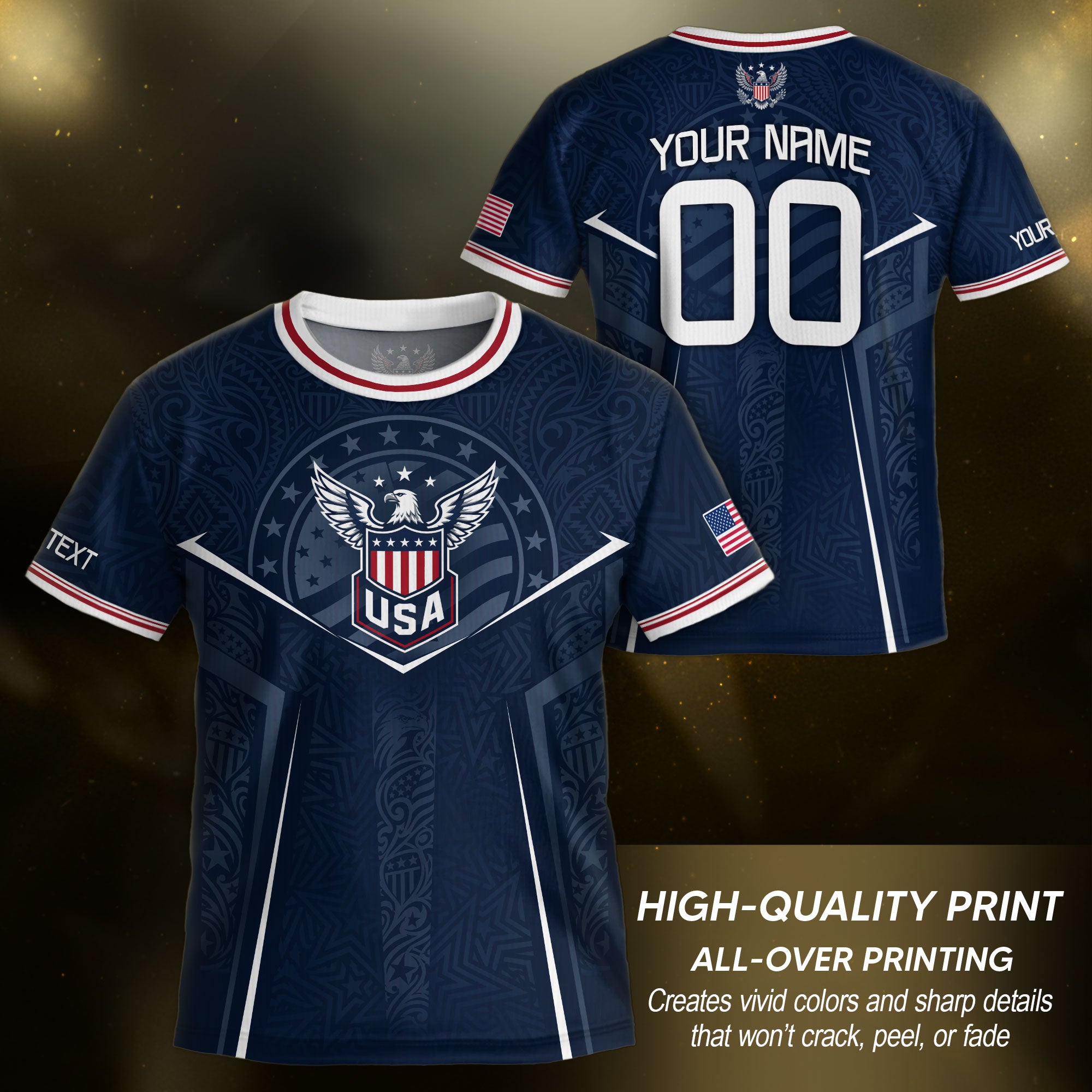 Custom Navy Blue USA Soccer Jersey and Shorts Set Kid Personalized Name and Number