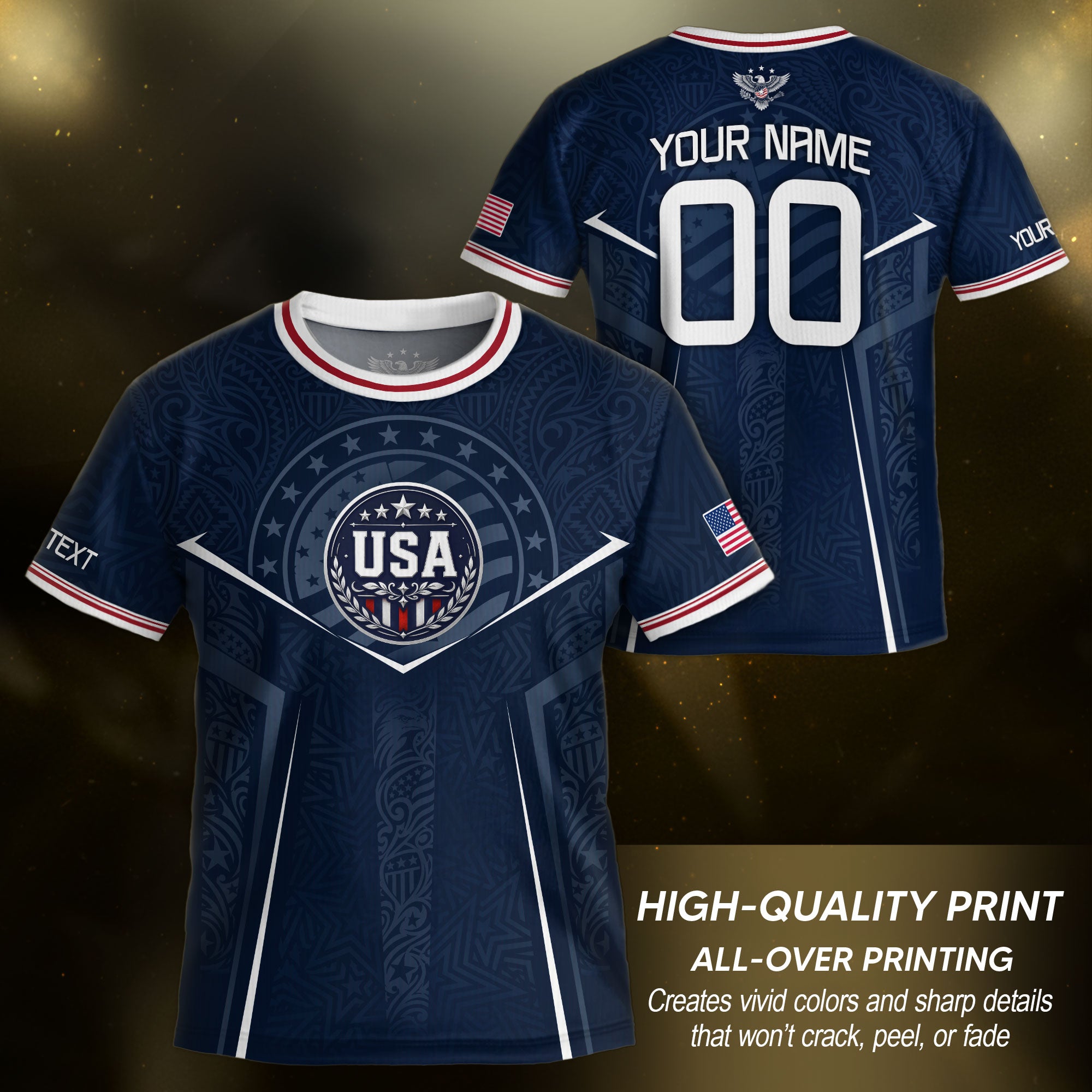 Custom Navy Blue USA Soccer Jersey and Shorts Set Kid Personalized Name and Number