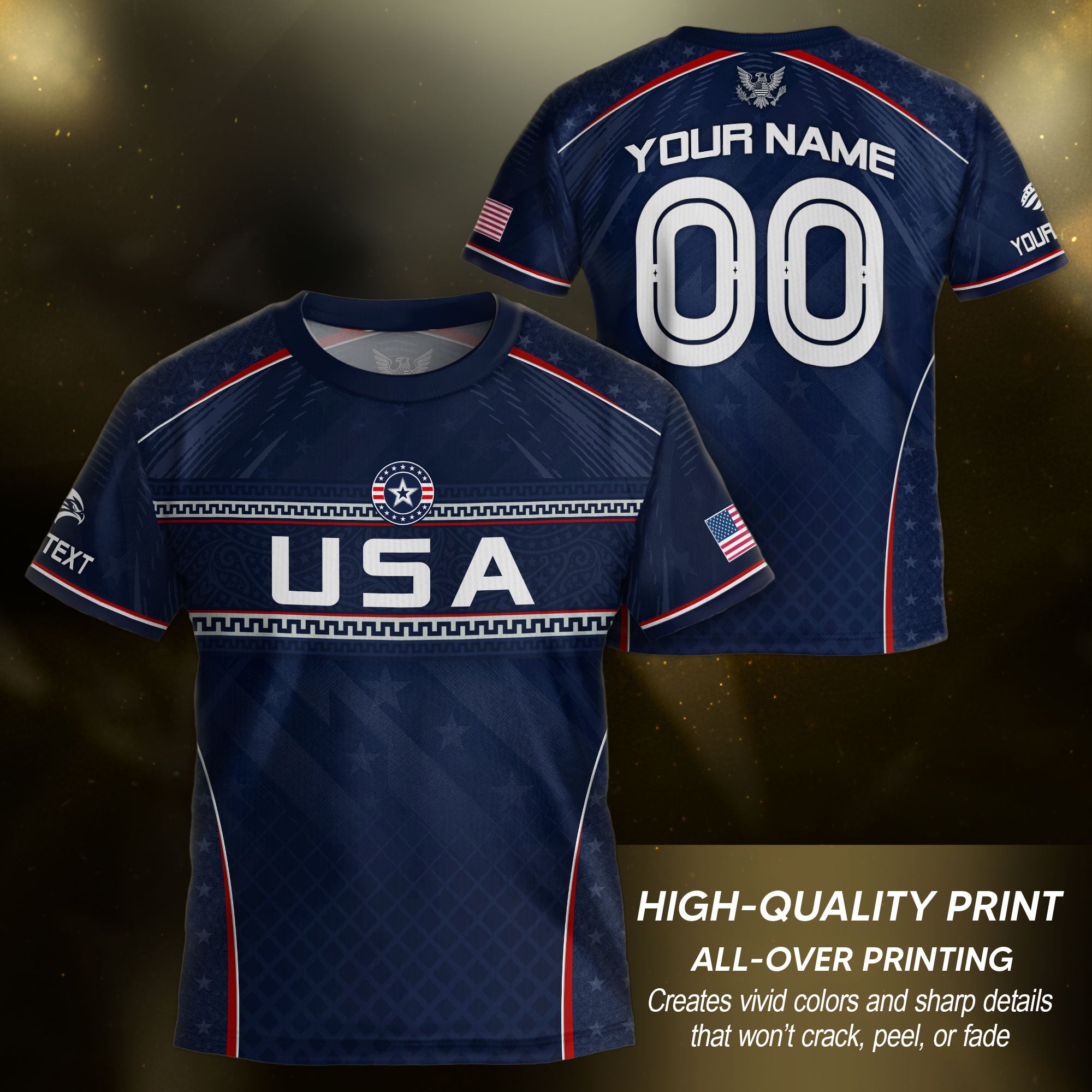 Custom Dark Navy USA Soccer Uniform Personalized Name Number For Kid