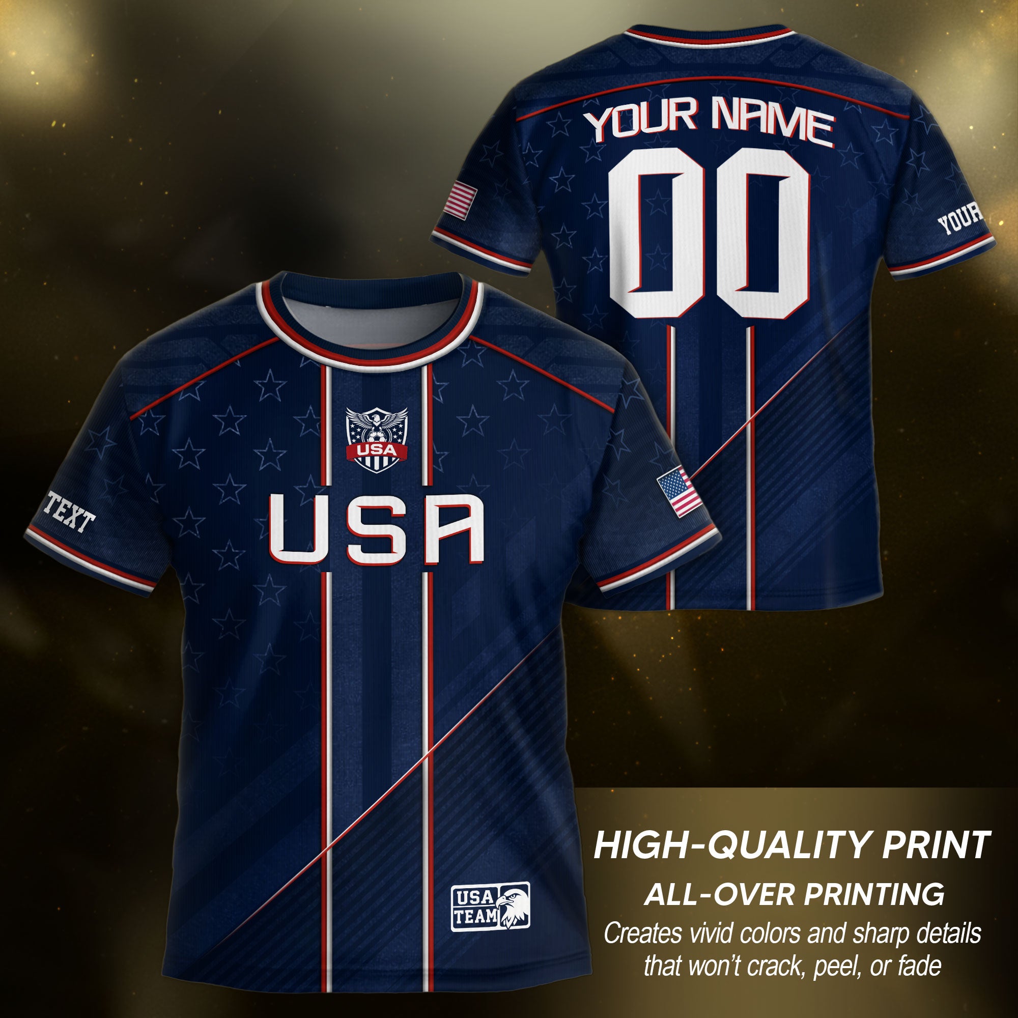 Custom Navy Blue USA Team Soccer Jersey and Shorts Kid Personalized
