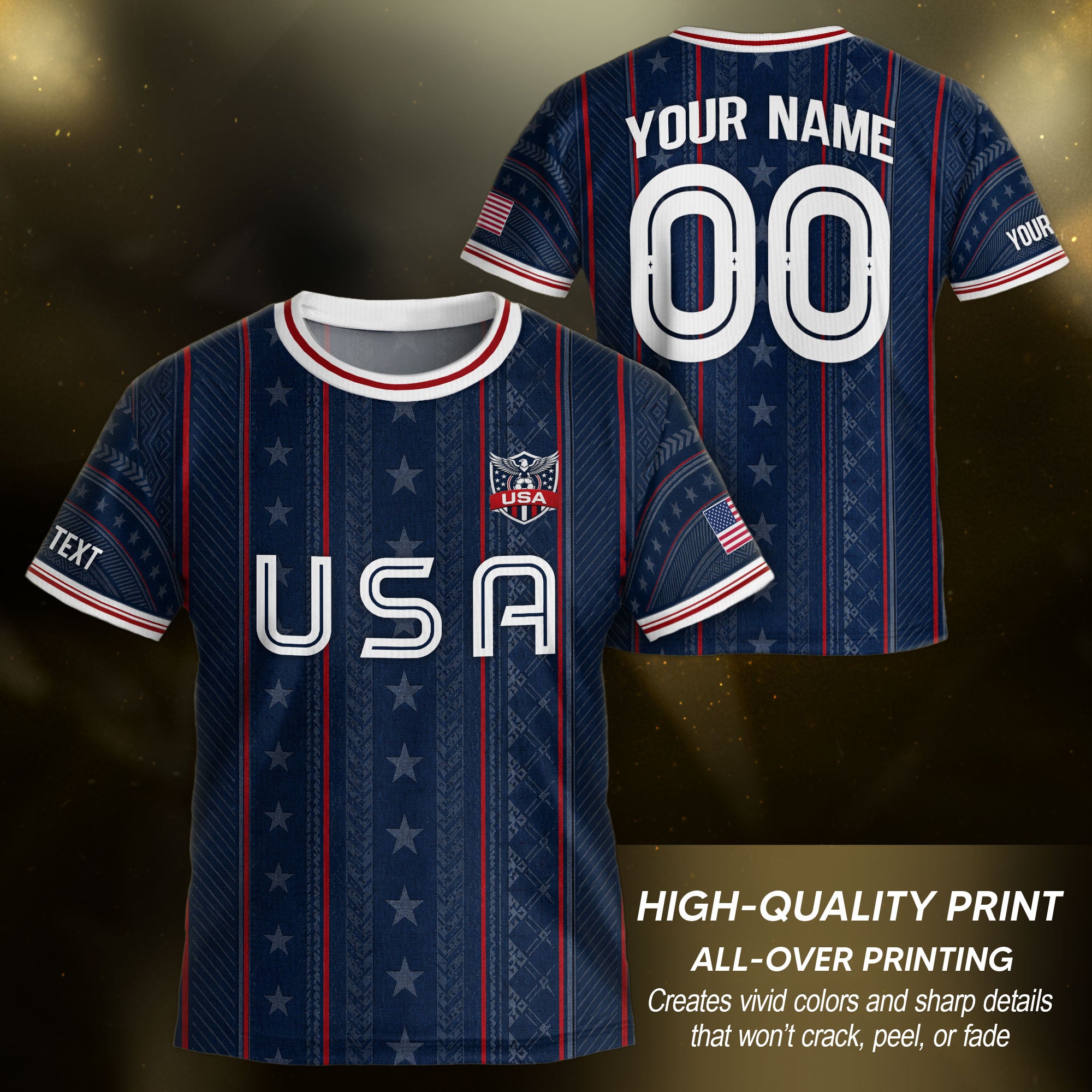 Custom Navy Blue and White USA Soccer Jersey Set Kid Personalized Name Number