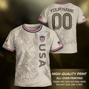 Custom Sand Beige USA Soccer Jersey and Shorts Set Kid Personalized Name and Number