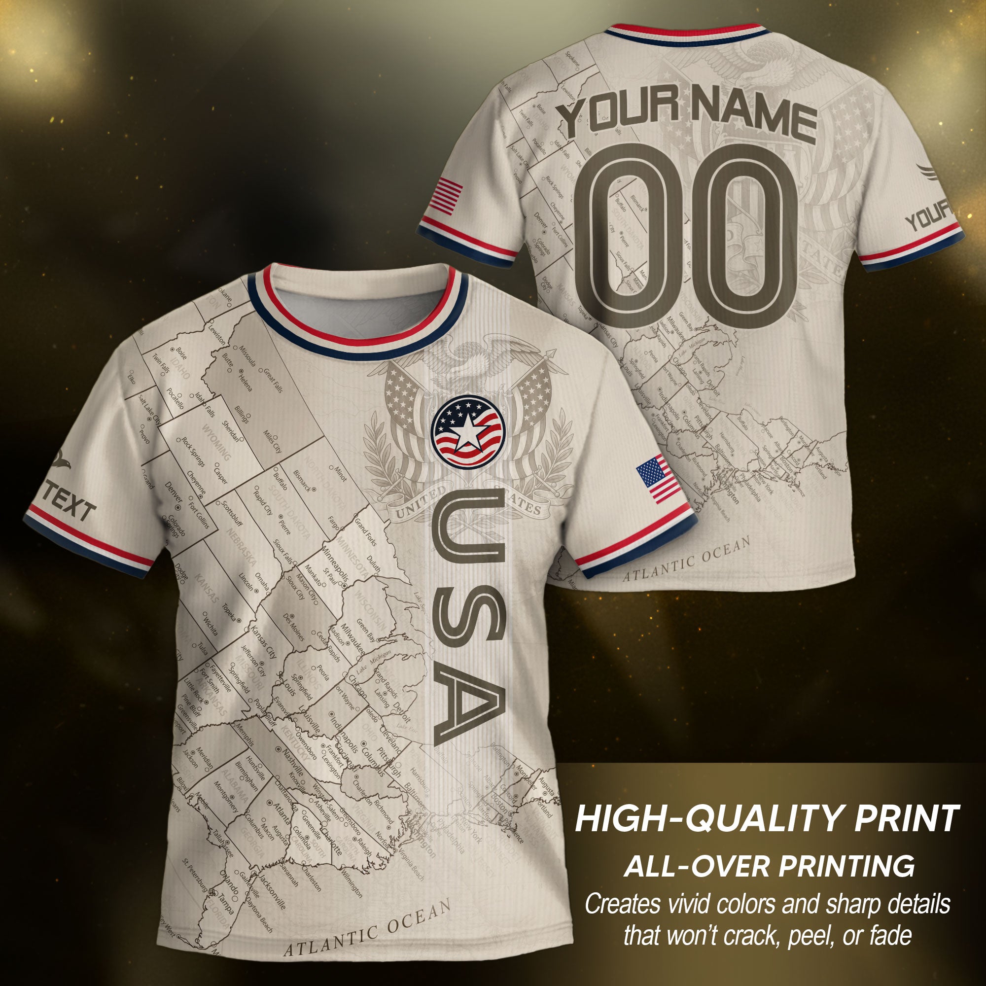 Custom Sand Beige USA Soccer Jersey and Shorts Set Kid Personalized Name and Number