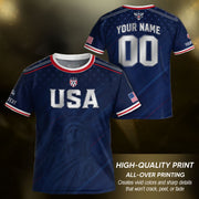 Custom USA Soccer Teamwear Set for Kids Navy and White with Personalized Name Number