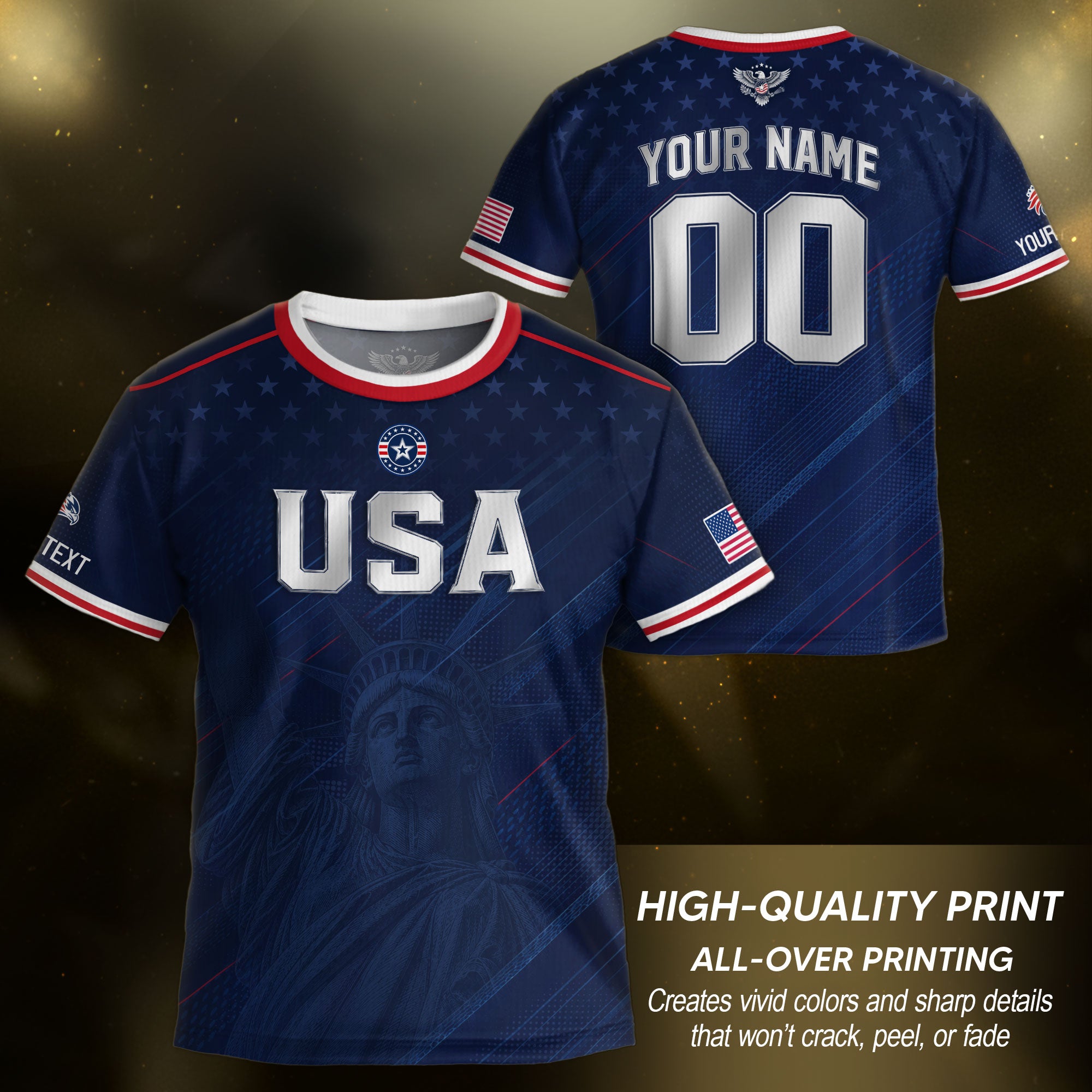 Custom USA Soccer Teamwear Set for Kids Navy and White with Personalized Name Number