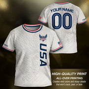 Custom White USA Soccer Jersey and Shorts Set Kid Personalized Name and Number