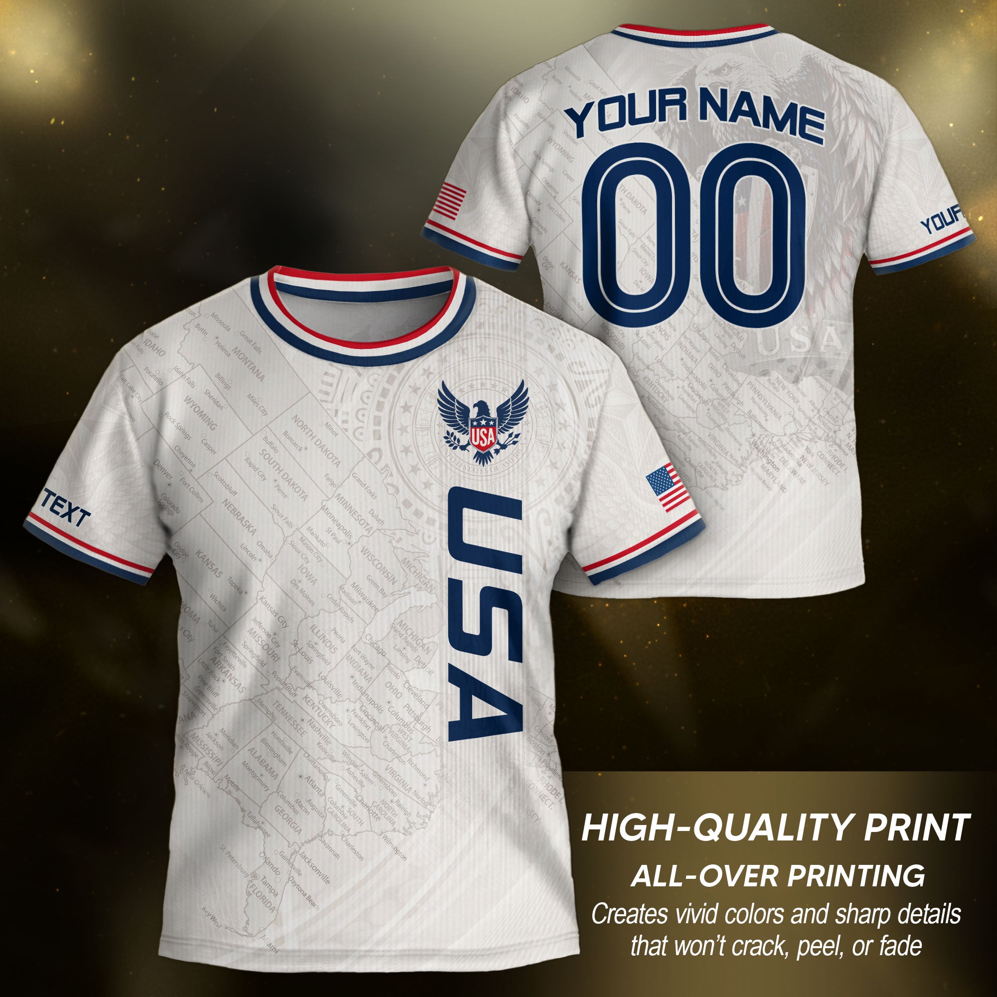 Custom White USA Soccer Jersey and Shorts Set Kid Personalized Name and Number
