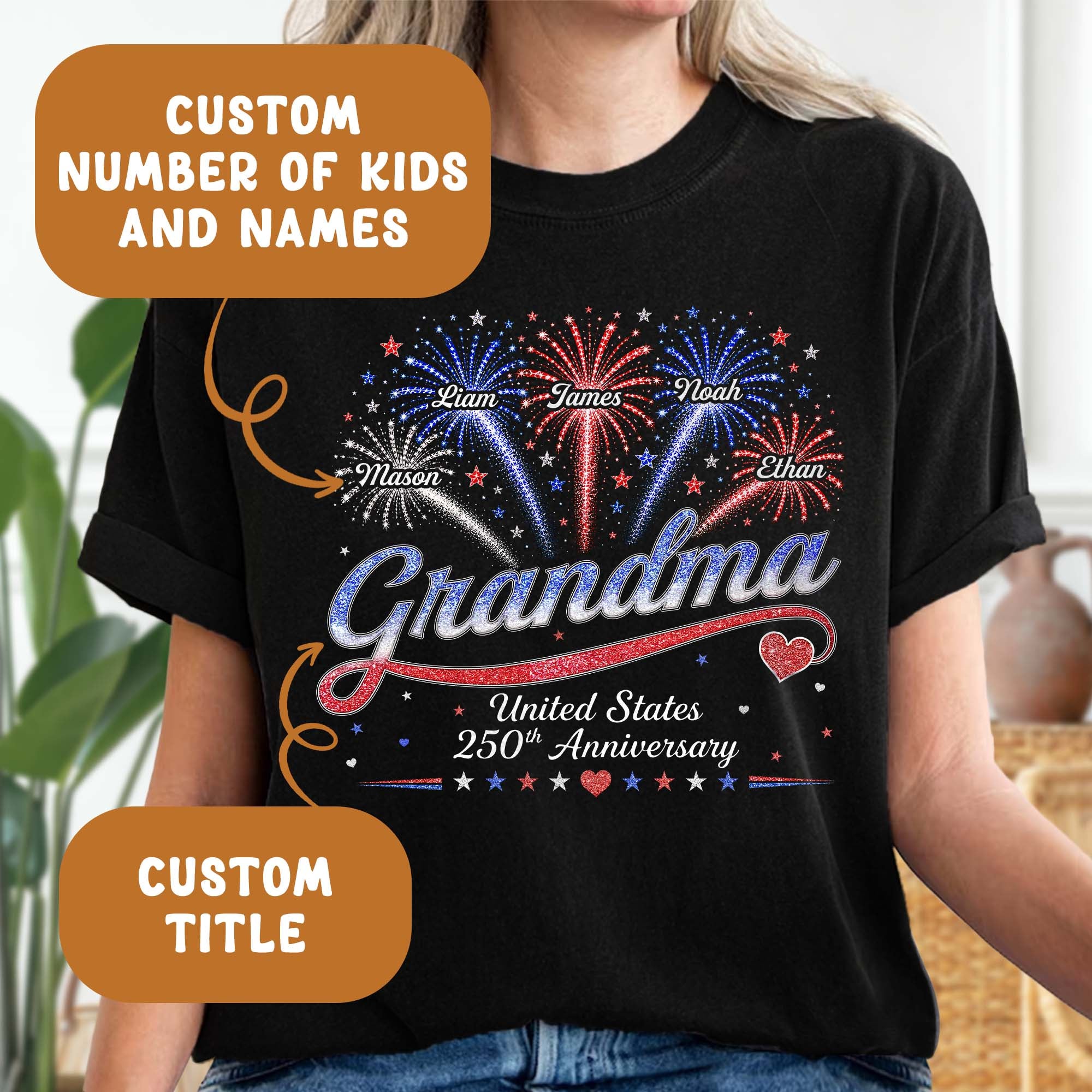 United States 250th Anniversary Shirts Custom Names Personalized Title All Ages Tee