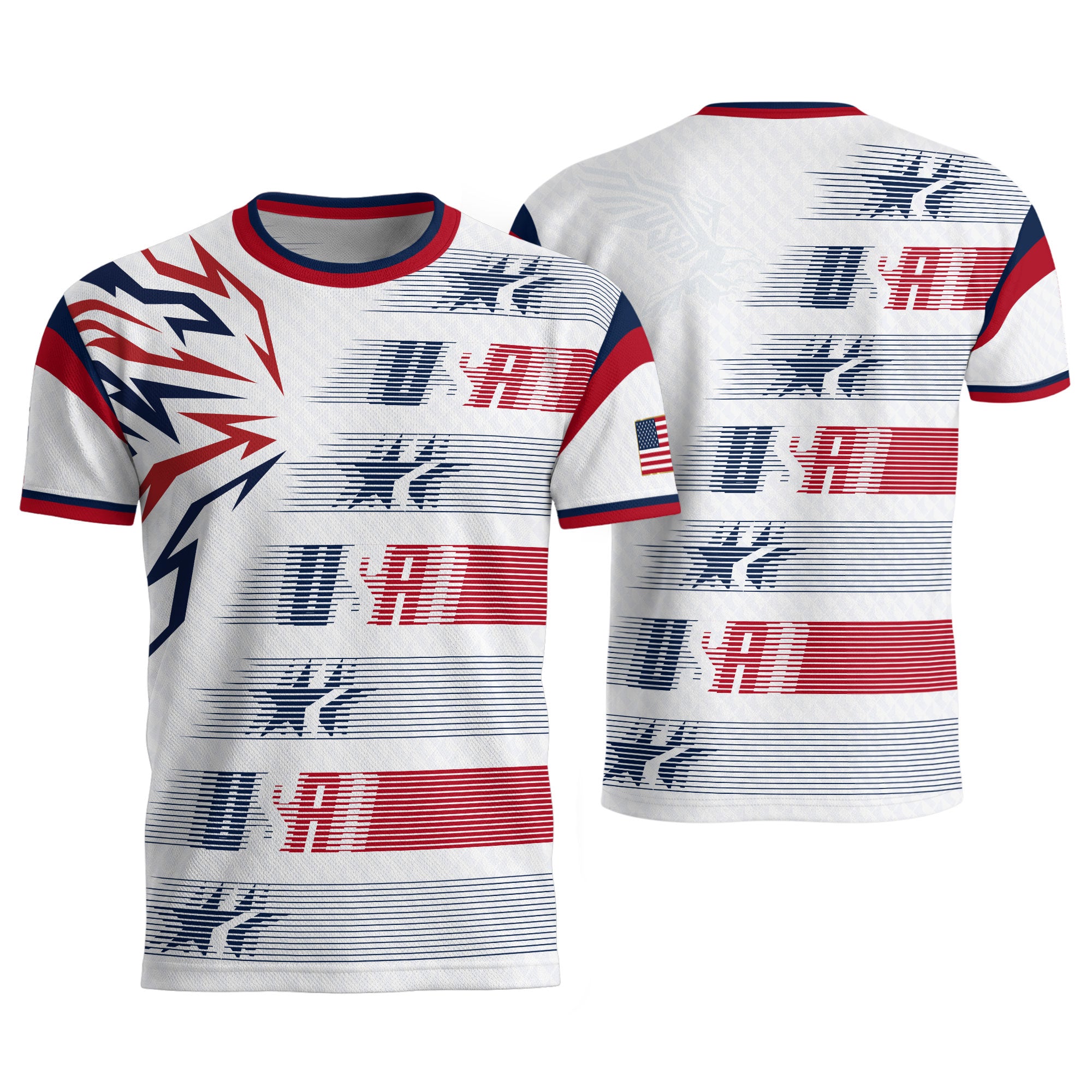USA Soccer Jersey Men White Navy Red Flag Graphic Football Shirt Retro Fan Wear