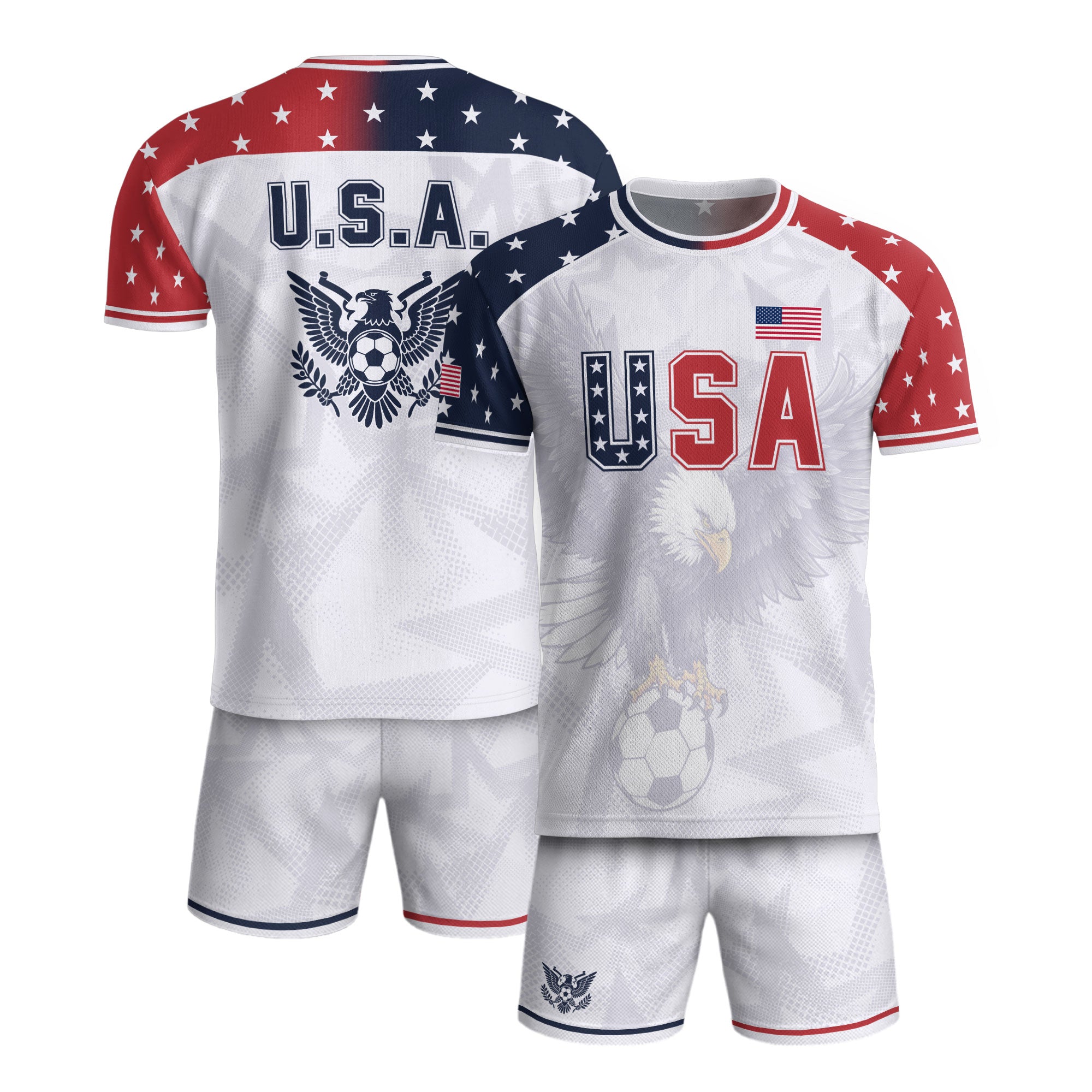 USA Soccer Jersey Adult Patriotic Eagle Shirt American National Football Team Tee