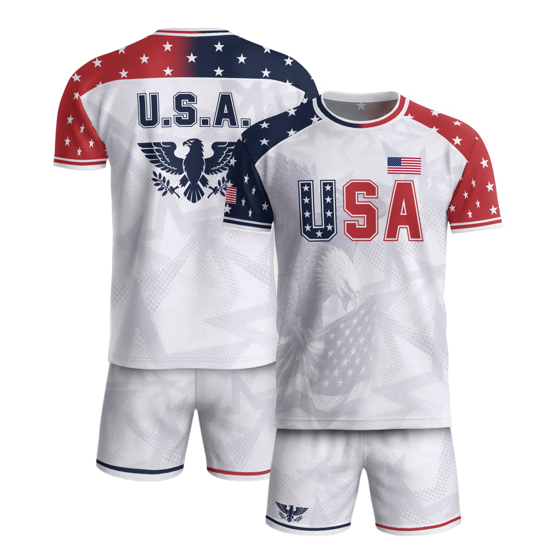 USA Soccer Jersey Adult Patriotic Eagle Shirt American National Football Team Tee - Rust Field Wear