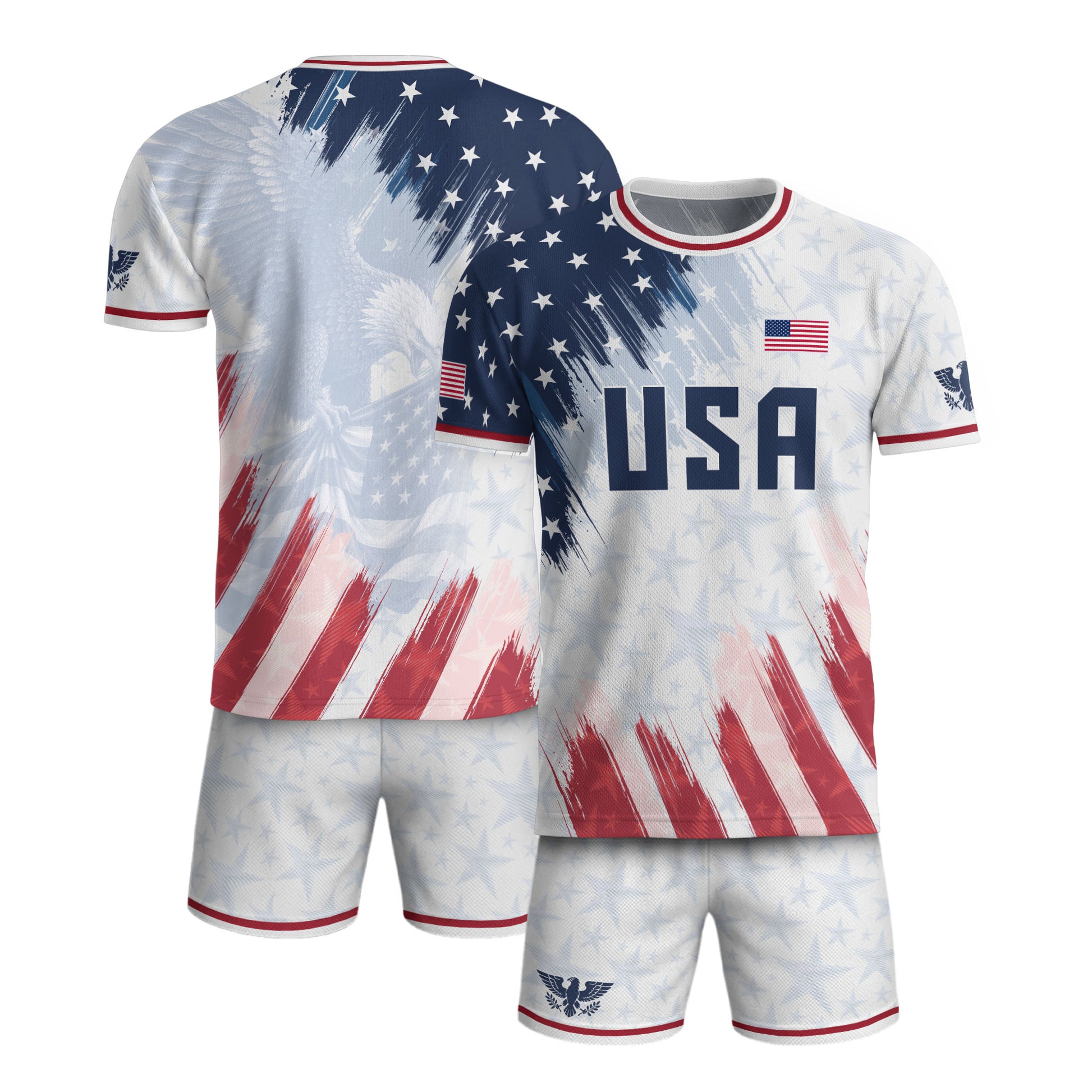 USA Soccer Jersey Adult Patriotic Eagle Athletic Shirt United States Soccer Tee - Rust Field Wear