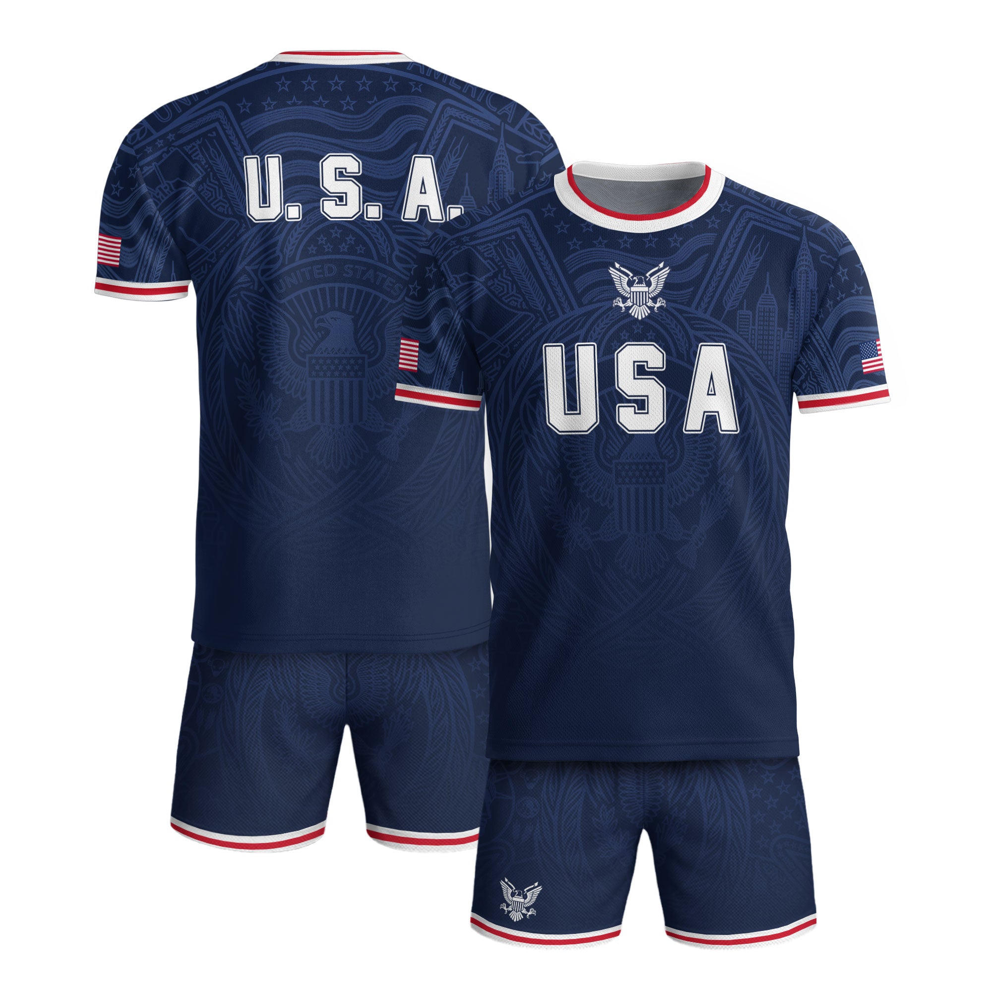 USA Eagle Patriotic Soccer Jersey Adult Navy Blue American Flag Independence Shirt