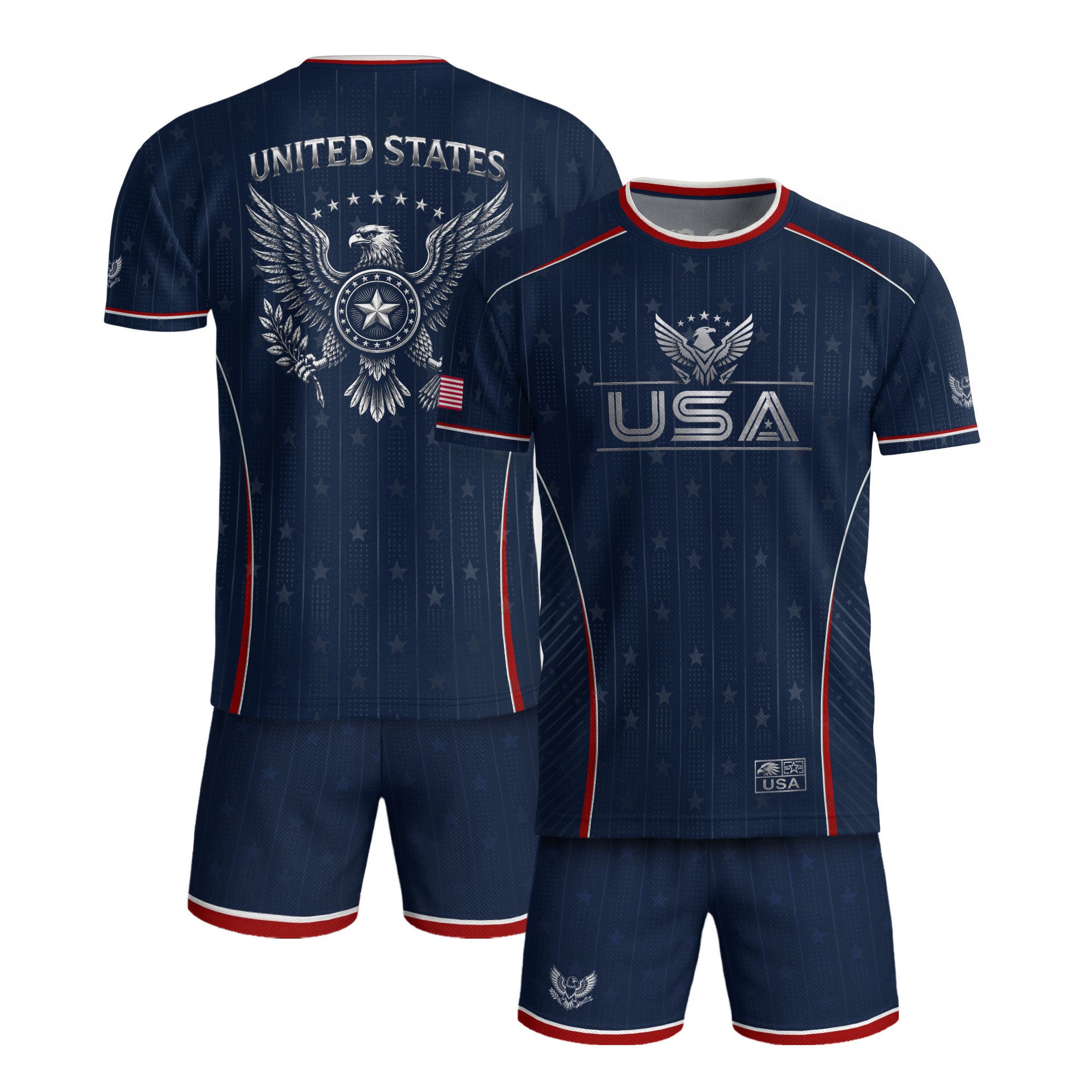 USA Soccer Jersey Adult Navy Blue Patriotic Pinstripe Shirt United States Team Tee