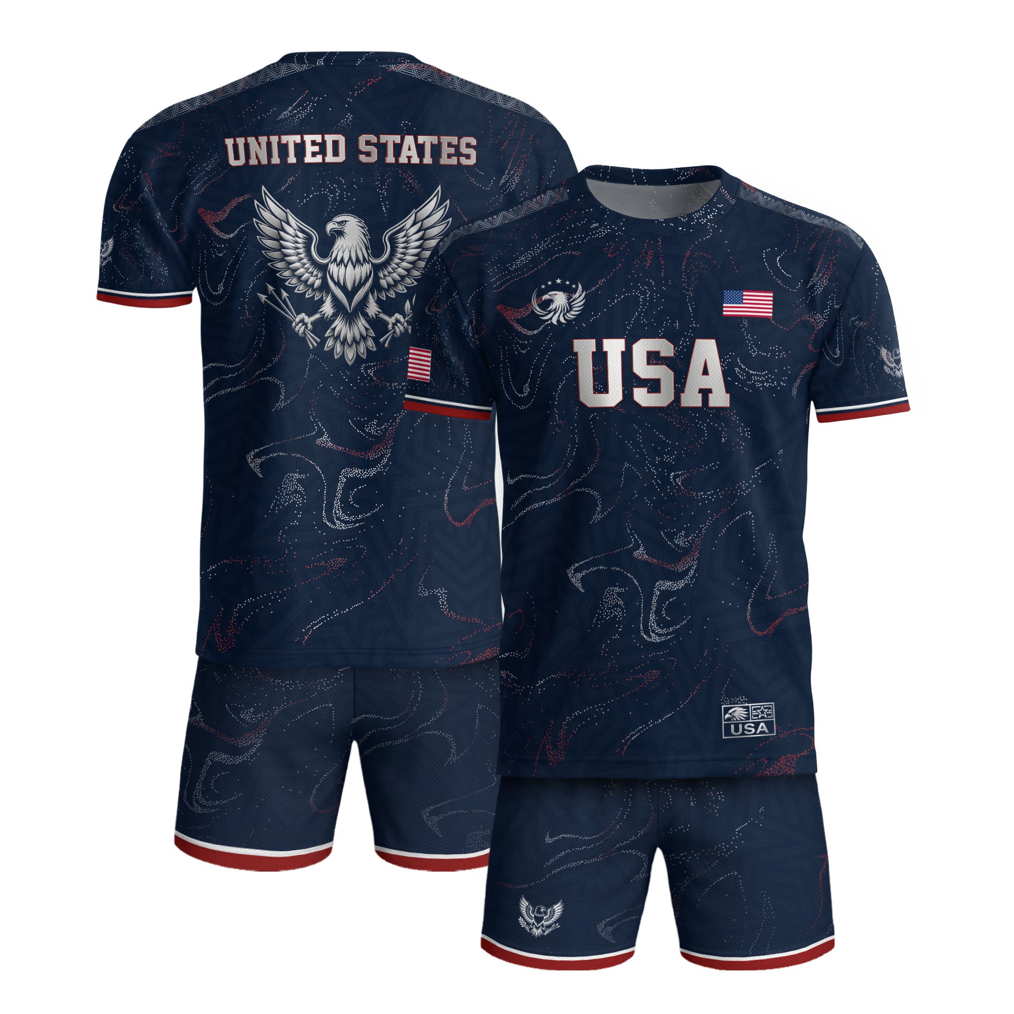 USA Soccer Jersey Adult Navy Patriotic Marble Swirl Graphic United States Football Tee