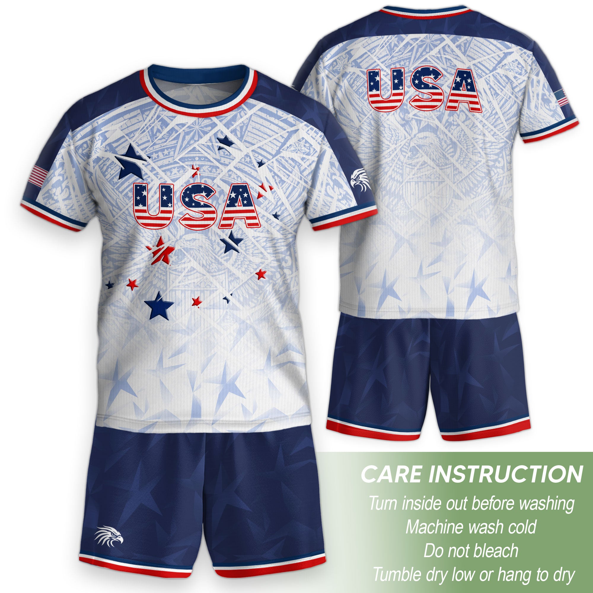 USA Patriotic Kids Soccer Jersey American Flag Youth Football Shirt Independence Day
