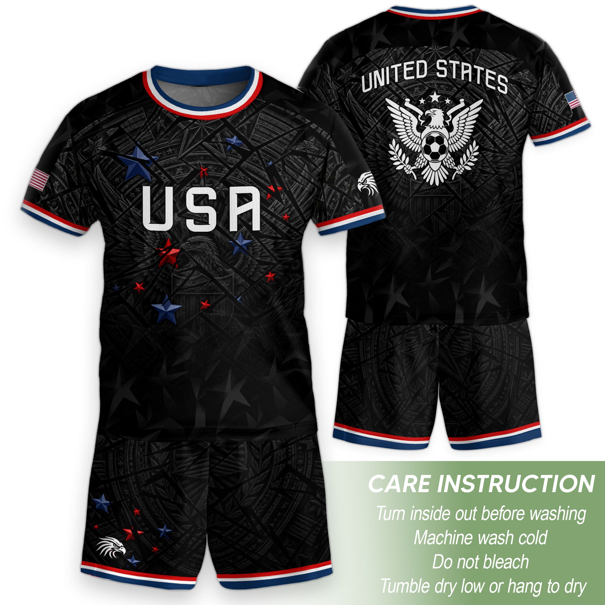 USA Patriotic Kids Soccer Jersey Eagle American Flag Youth Football Shirt for Kids