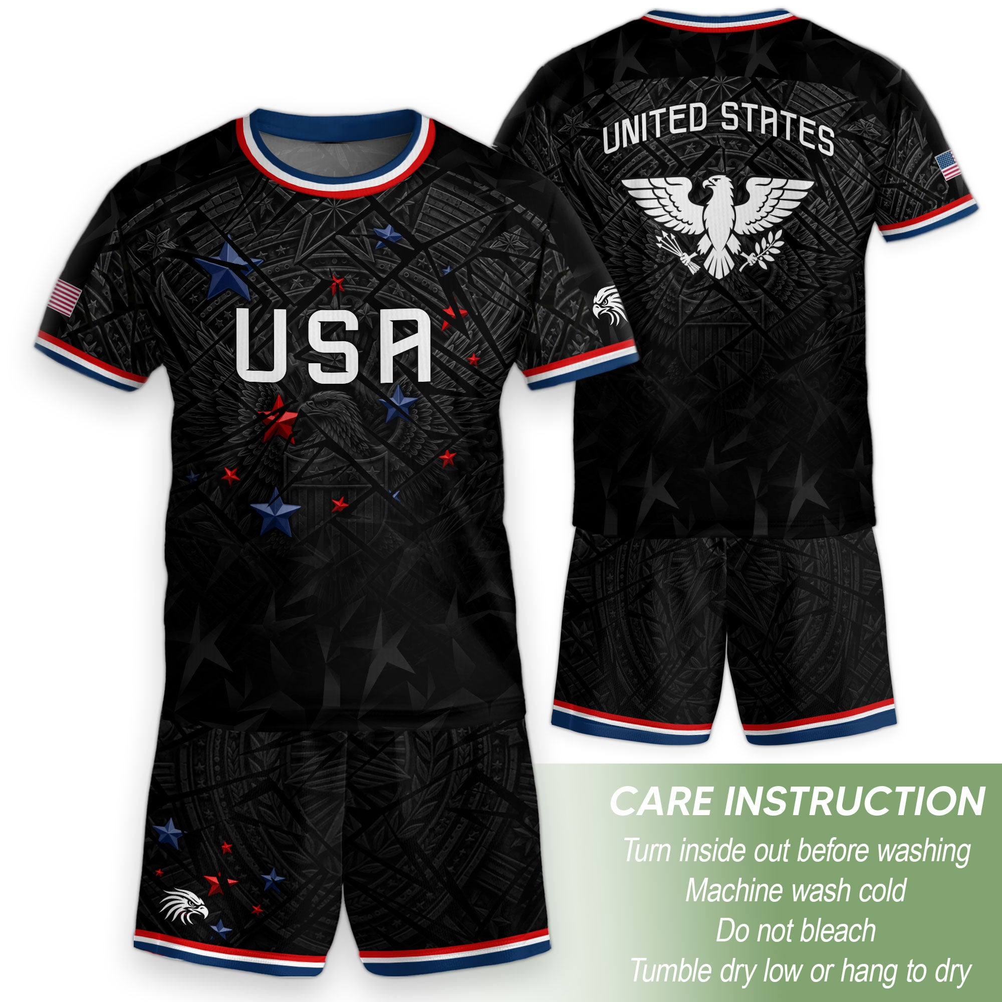 USA Patriotic Kids Soccer Jersey Eagle American Flag Youth Football Shirt for Kids