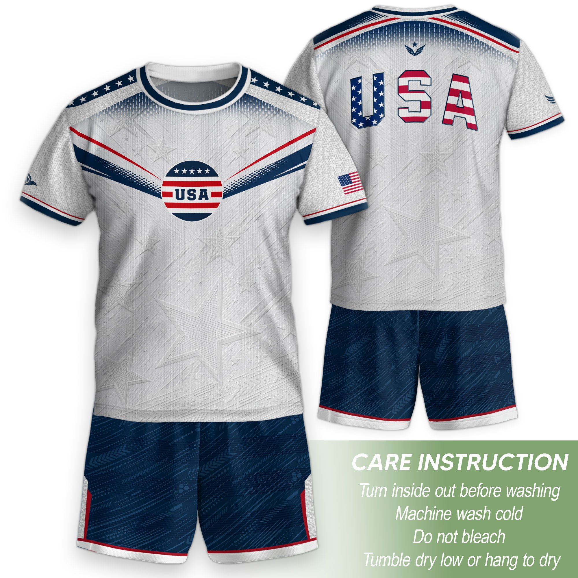 Kids USA Soccer Jersey Youth Patriotic White Chevron Emblem Star United States Sport Tee