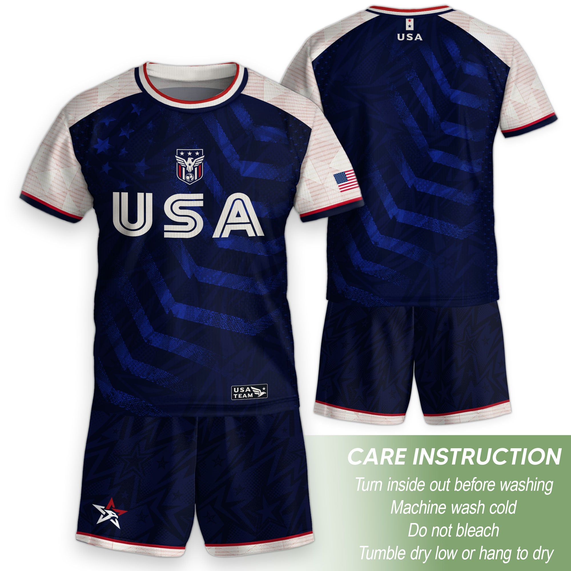 Kids USA Soccer Jersey Youth Children Patriotic Subtle Star Pattern United States Tee