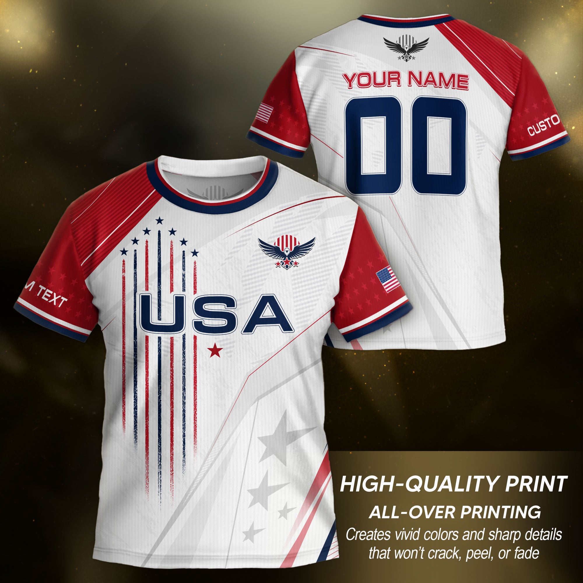 Custom Kids USA Soccer Jersey White Youth Patriotic Personalized Football Team Shirt