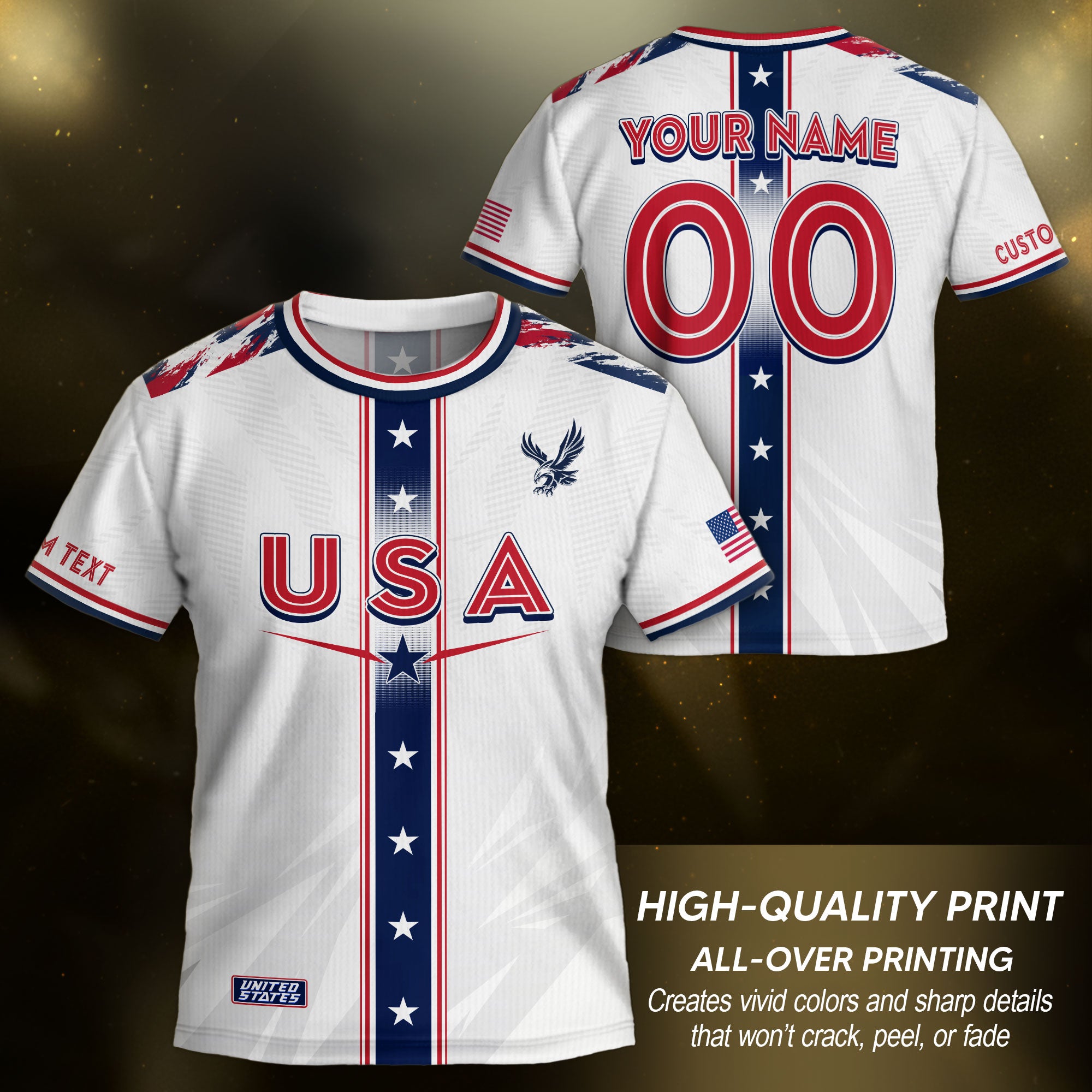 Custom Kids USA Soccer Jersey White Youth Star Stripe Personalized Football Team Shirt