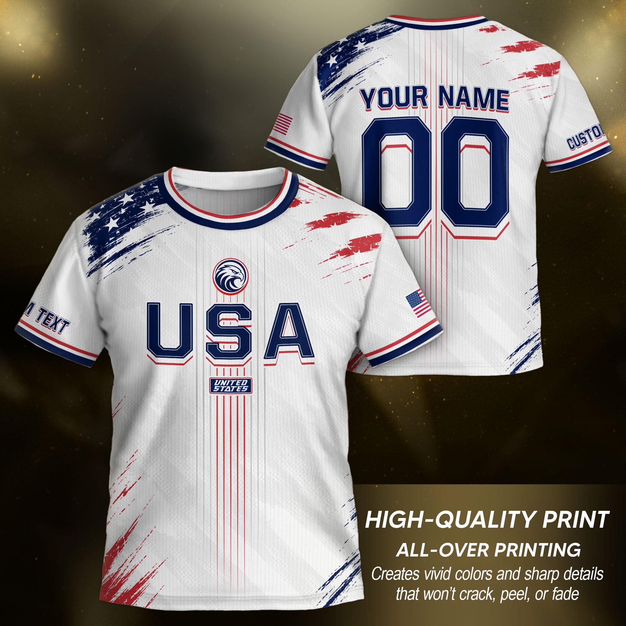 Custom Kids USA Soccer Jersey White Youth Distressed Flag Personalized Football Shirt