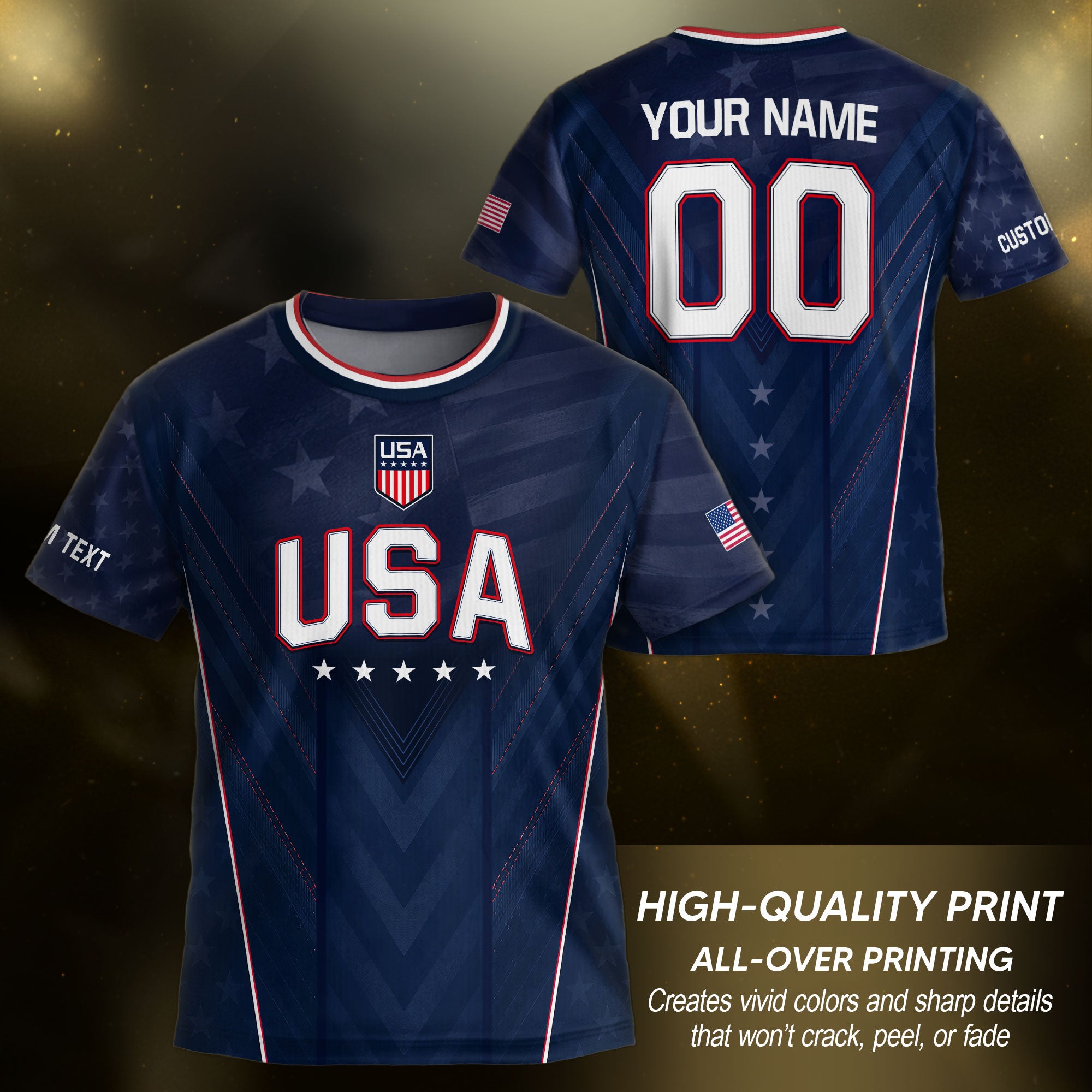Custom Kids USA Soccer Jersey Blue Youth Patriotic Personalized Football Team Shirt