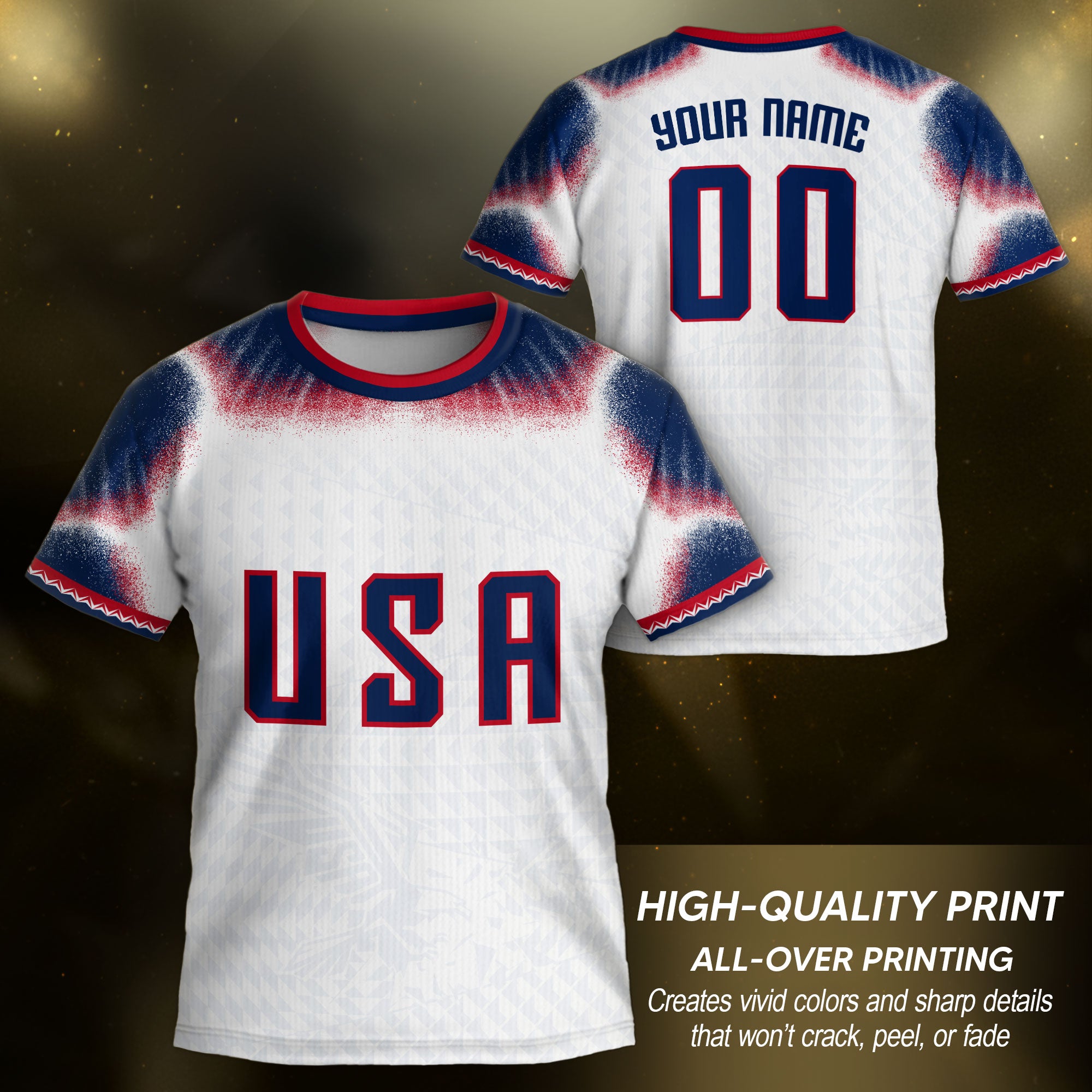Personalized Name Number USA Soccer Jersey White American Flag Eagle Football Shirt Youth